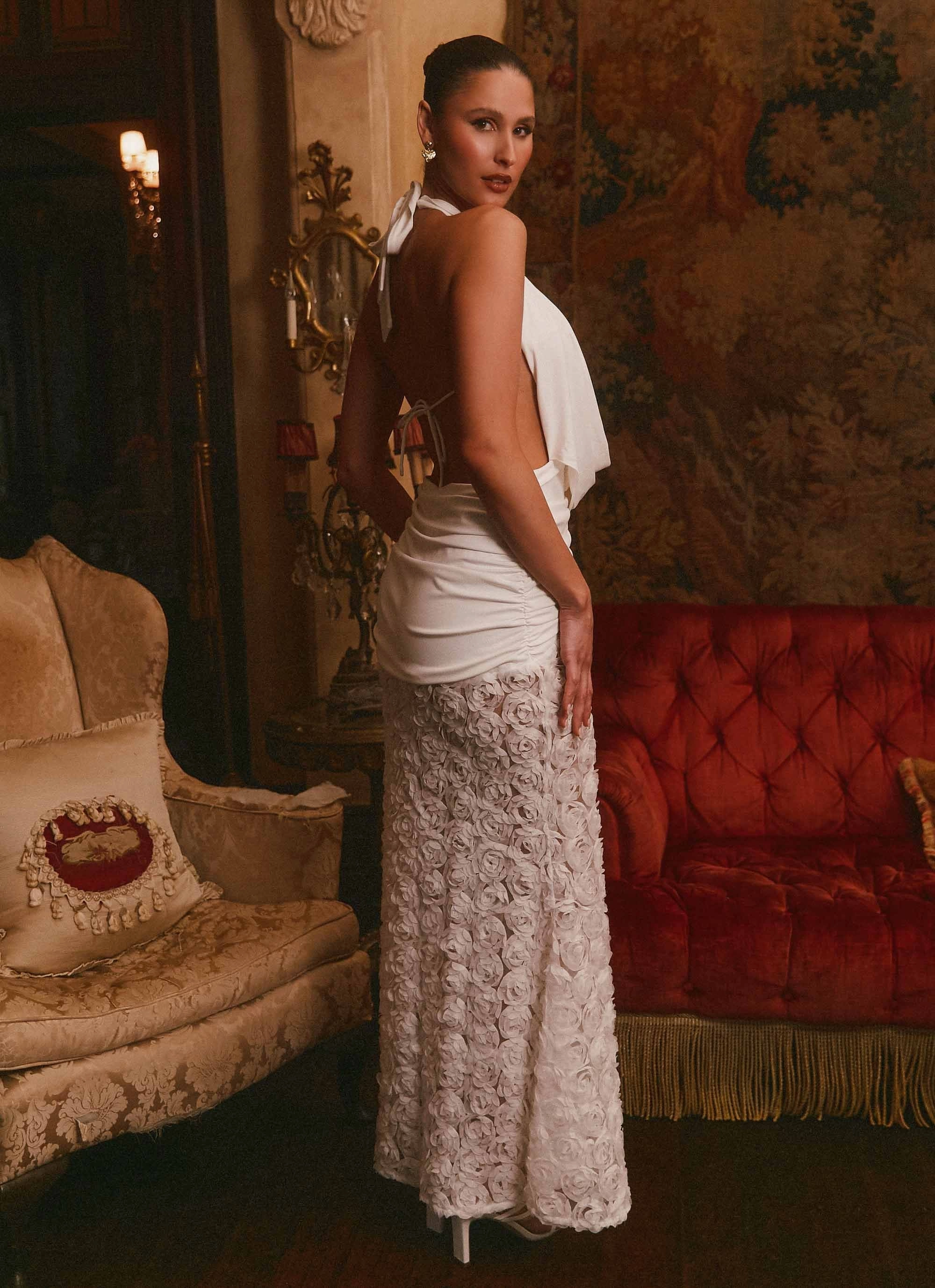 Kita Textured Maxi Dress - White Shade Glow Classic sheath dress