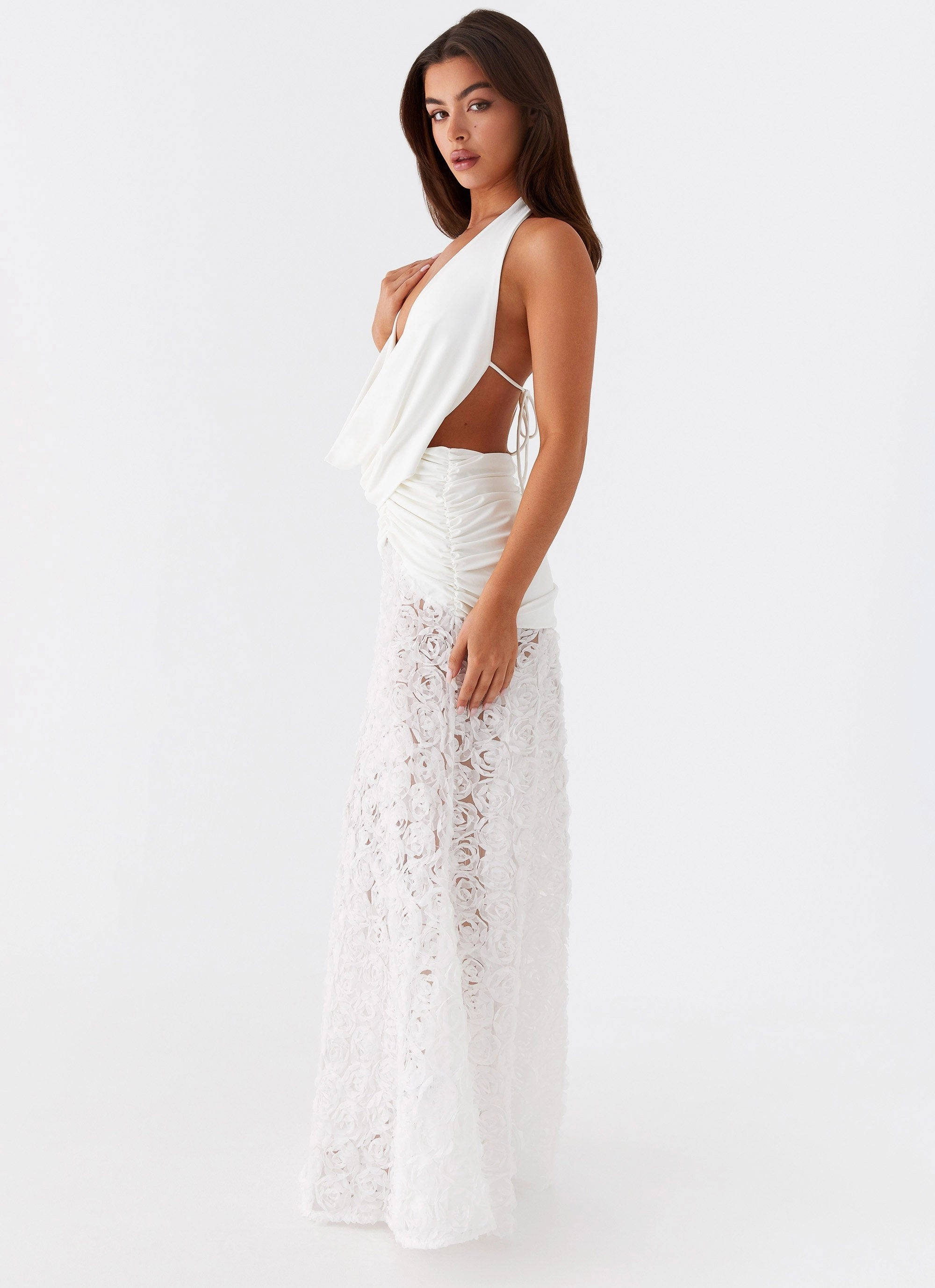 Kita Textured Maxi Dress - White Street Vibe