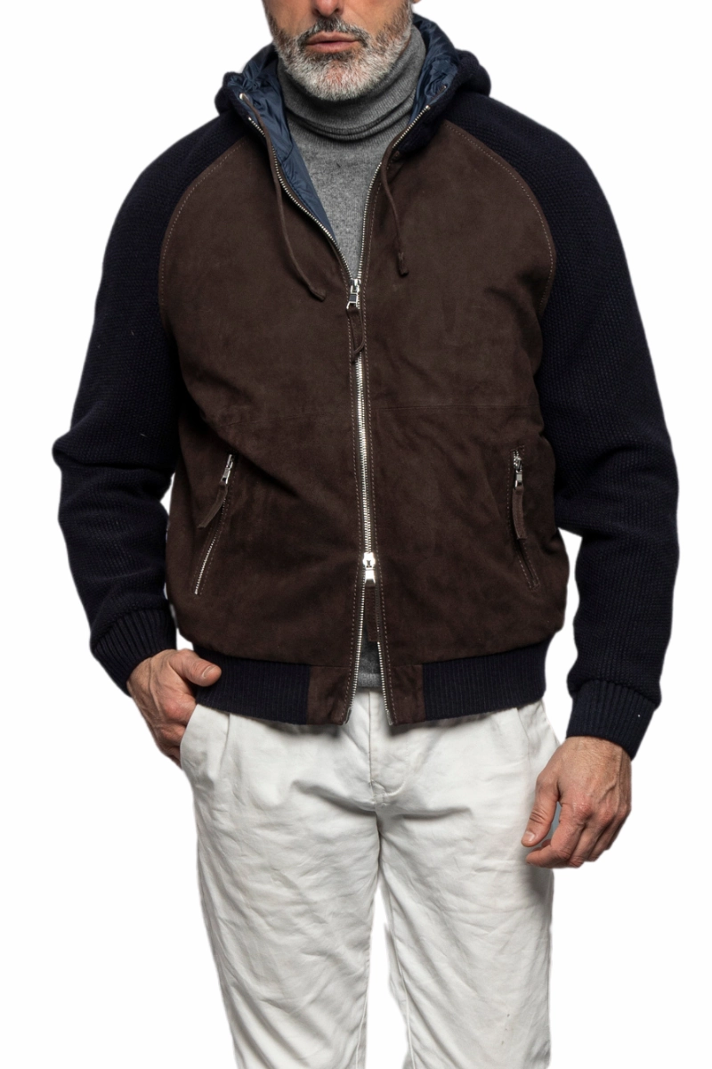 Zipper Guard Weatherproofing Doris Knit Leather Jacket