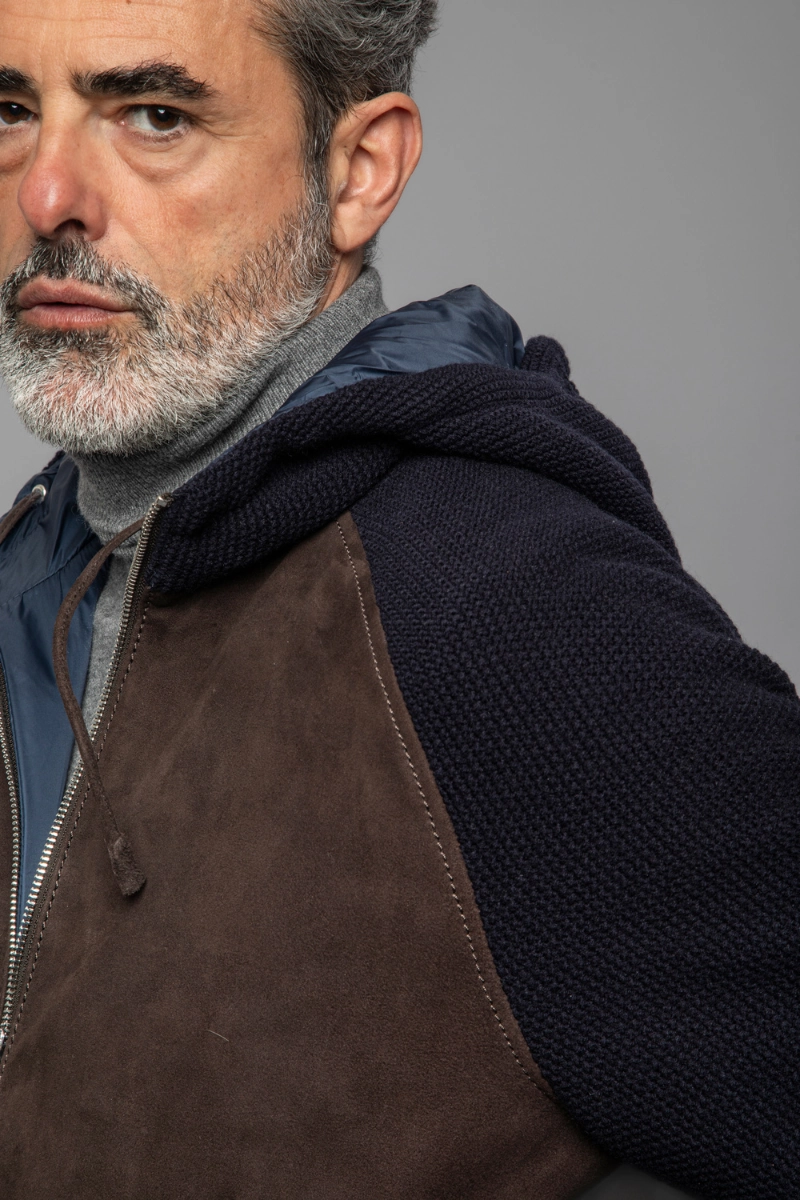 Adjustable Hem Cords Soft Texture Doris Knit Leather Jacket