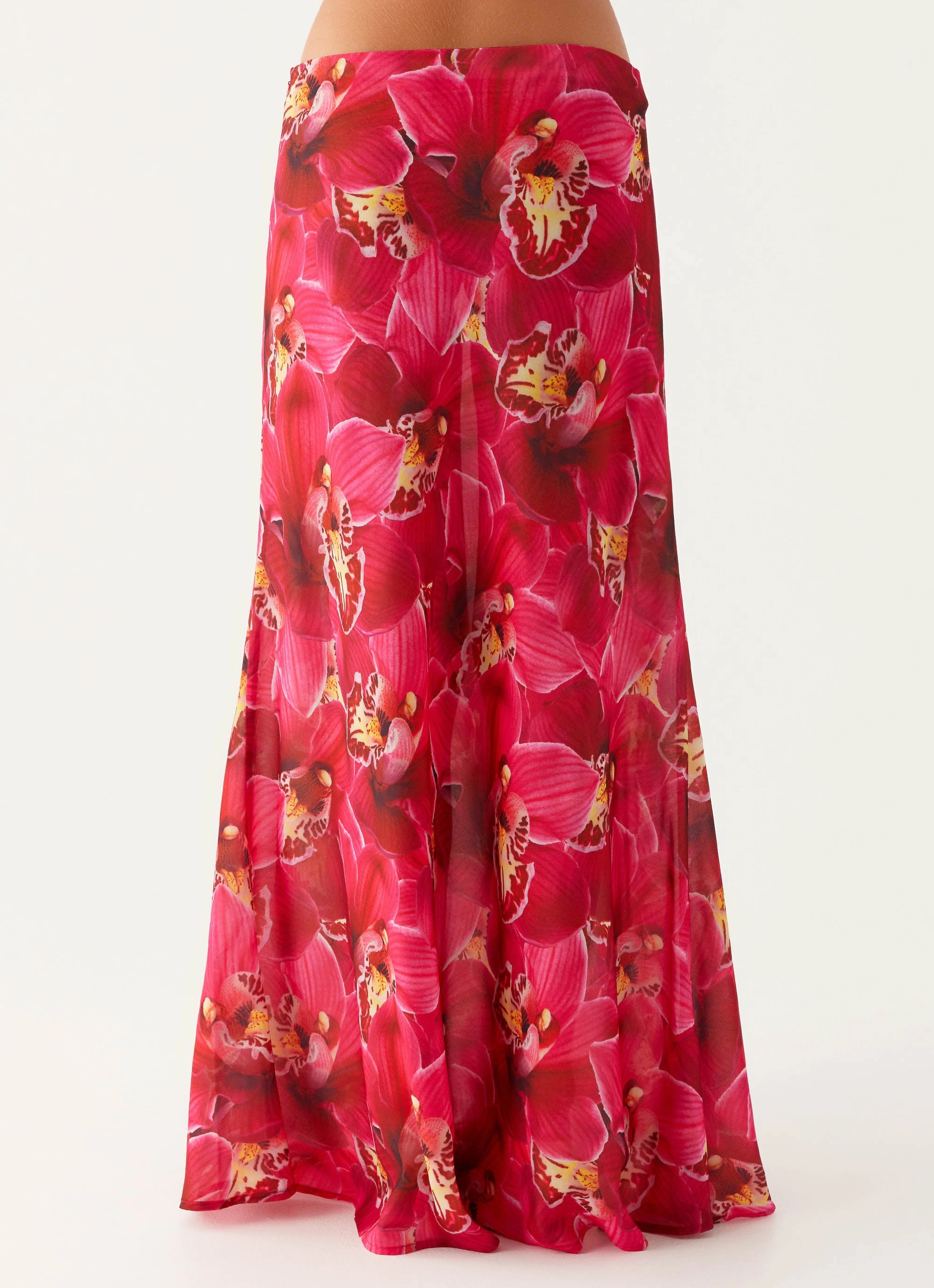 Satin feel Ashley Maxi Skirt - Orchid Pink