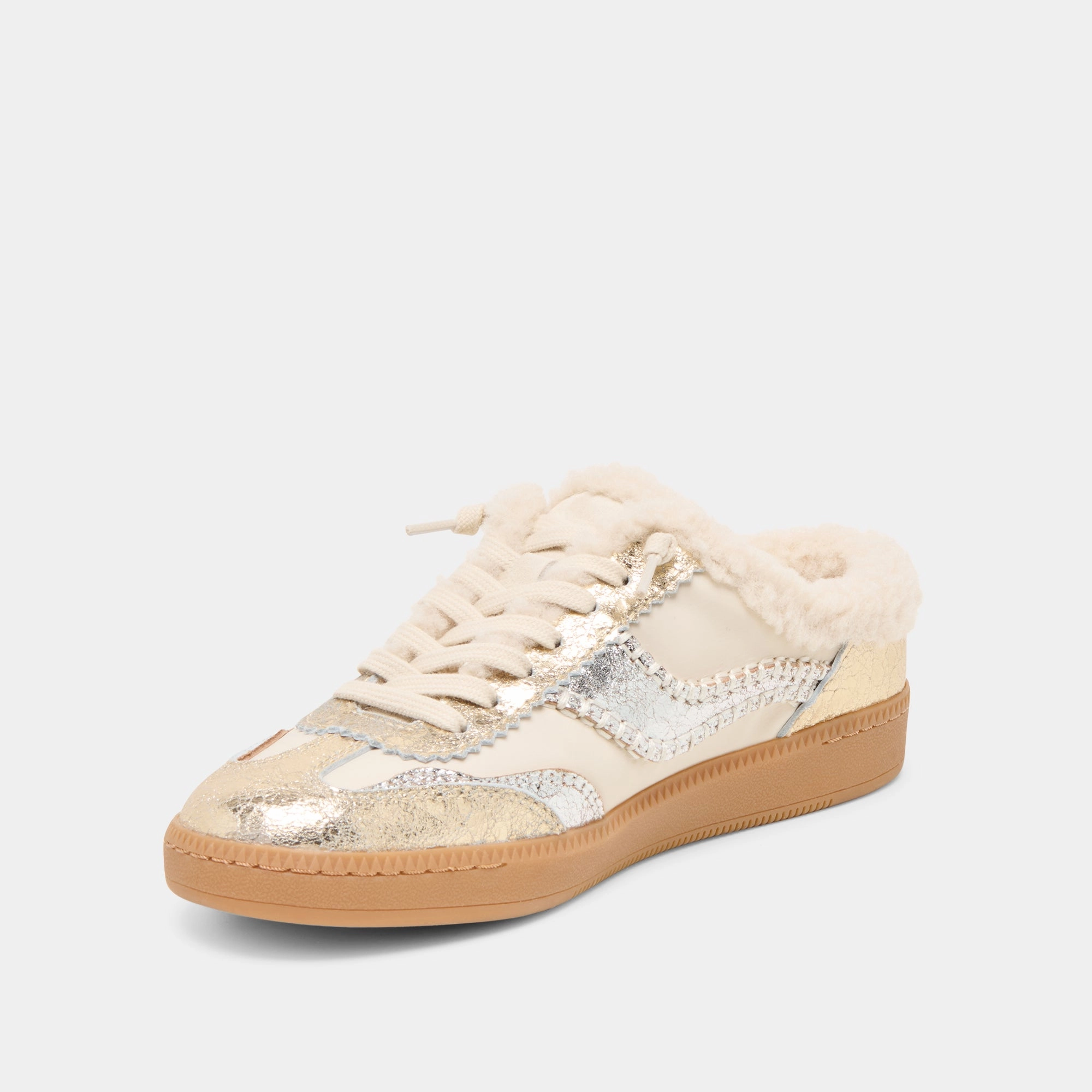 AnkleSupport Comfort Easy NOTICE SLIDE PLUSH SILVER GOLD CRACKLED LEATHER