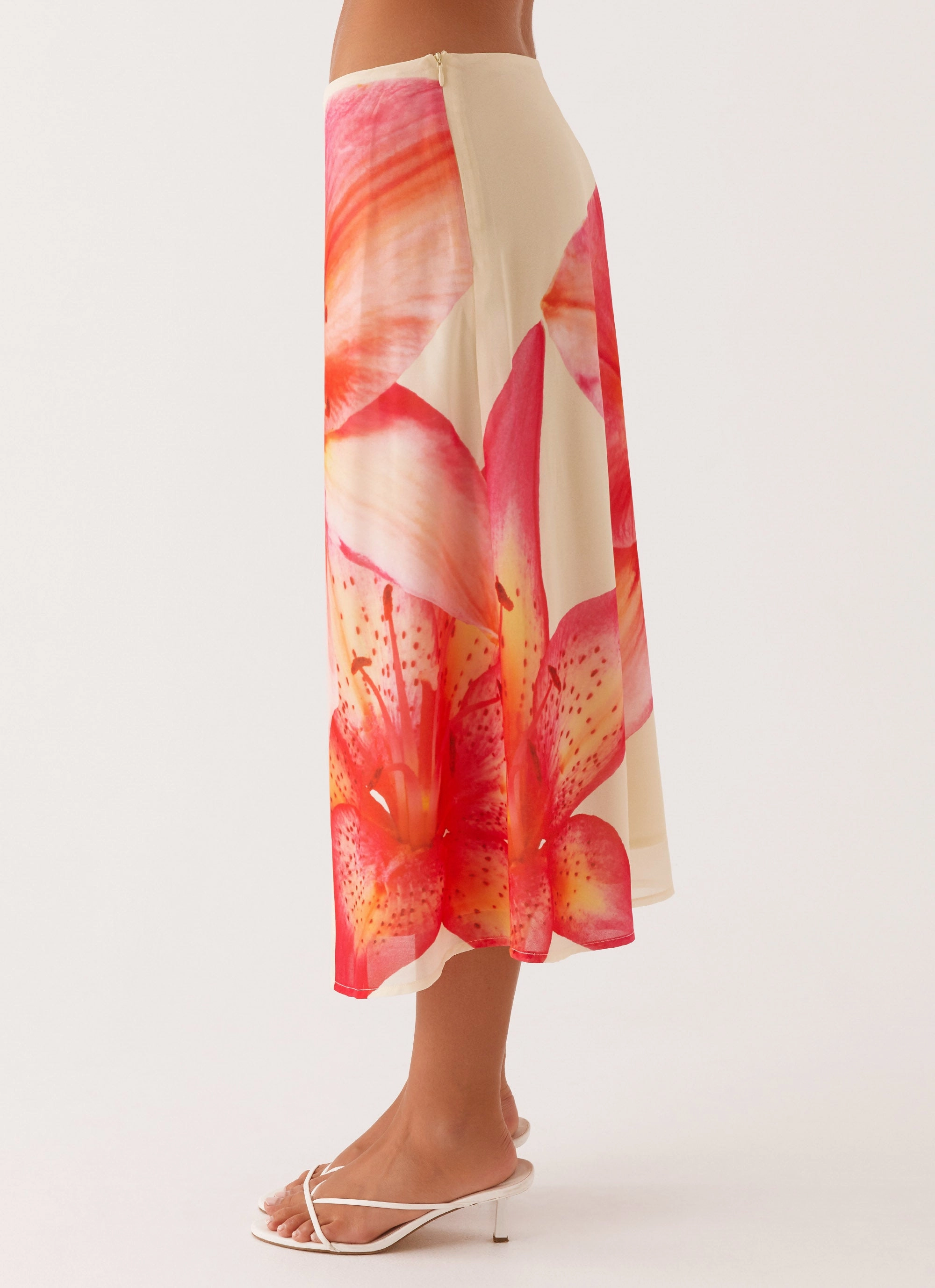 Recycled Polyester Summertime Midi Skirt - Yellow Floral