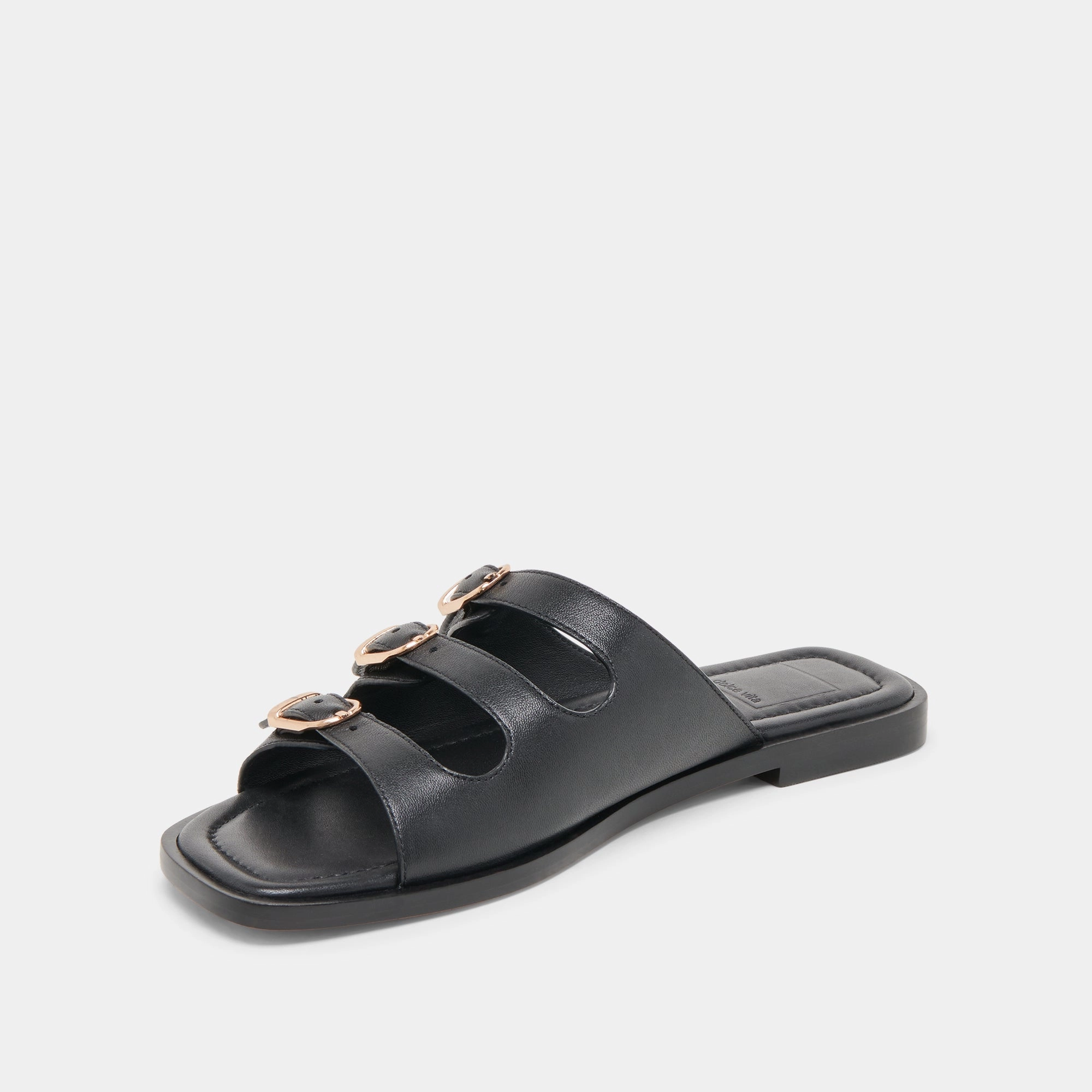 Wide Fit Baseplate Fashionable FIN SANDALS BLACK LEATHER