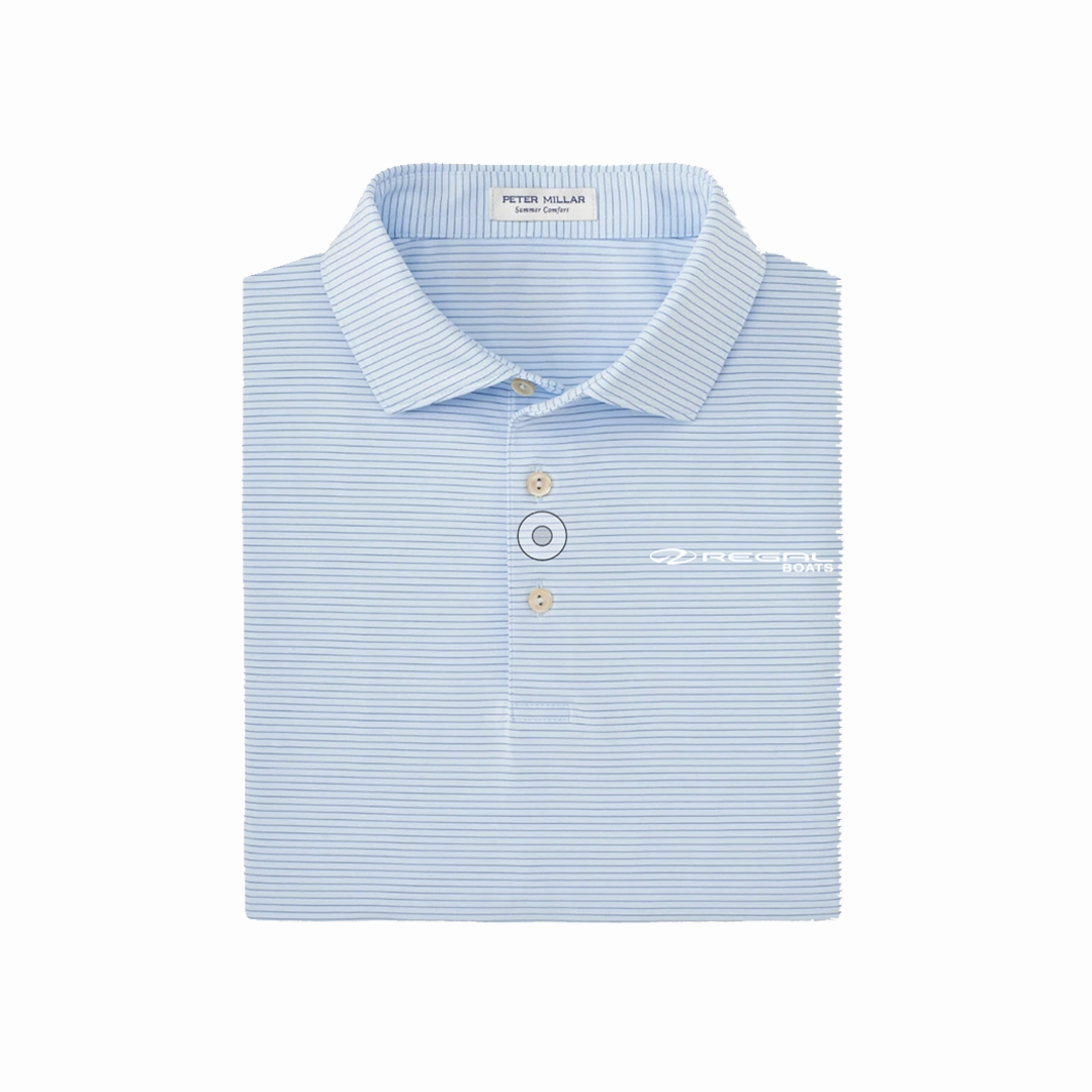 DoubleStitched Seams Comfortable Collar Men's Light Blue and Dark Blue Striped Polo