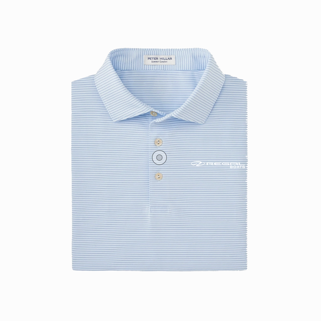 Men's Light Blue and Dark Blue Striped Polo Yarn Dyed Collar