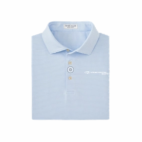 Men's Light Blue and Dark Blue Striped Polo Flexible Layer Premium Layering