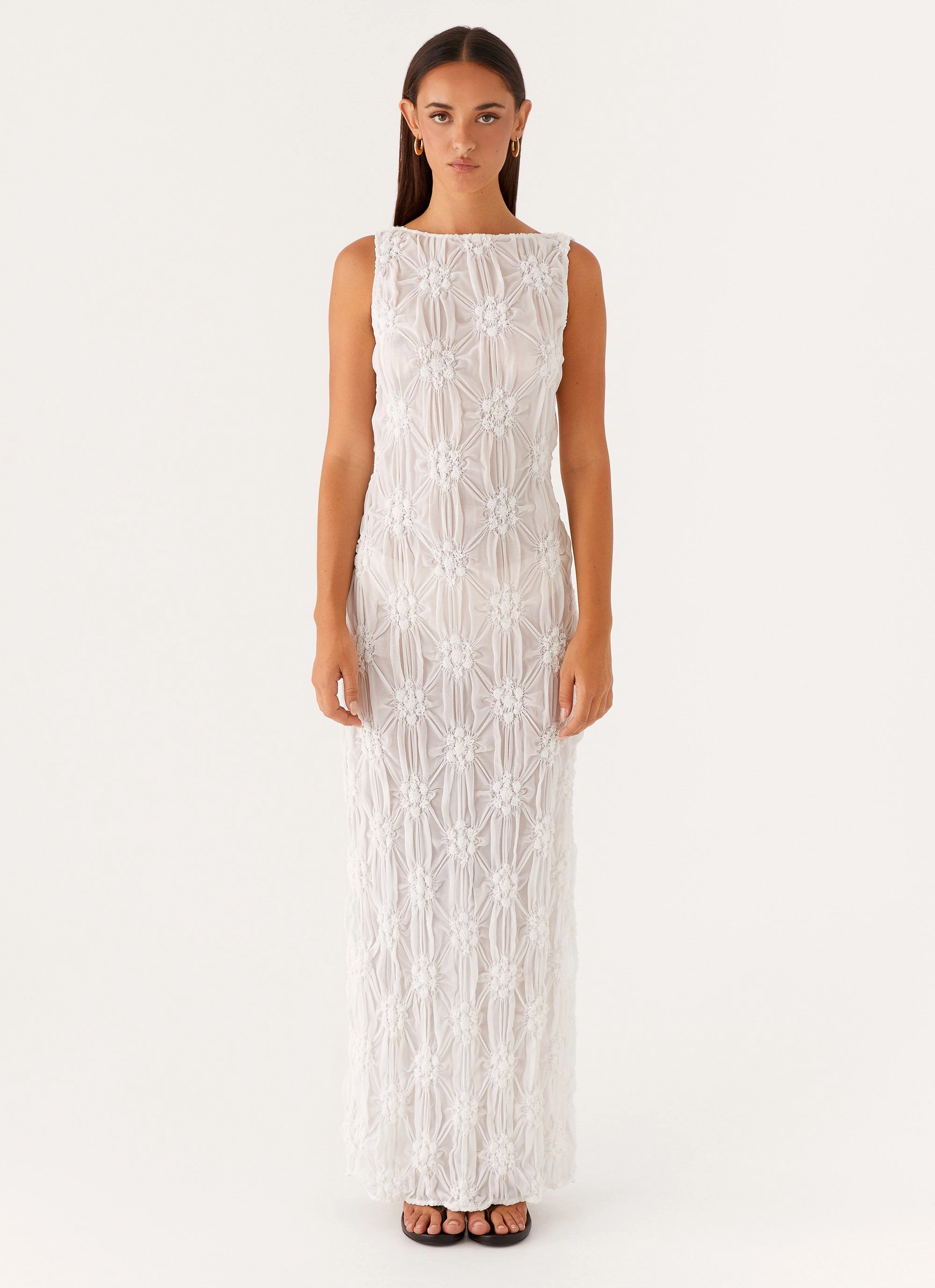 Briar Backless Maxi Dress - Ivory Airy Weave