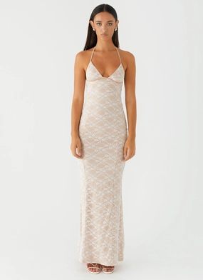 Jolina Lace Maxi Dress - White Trendy Fit Look