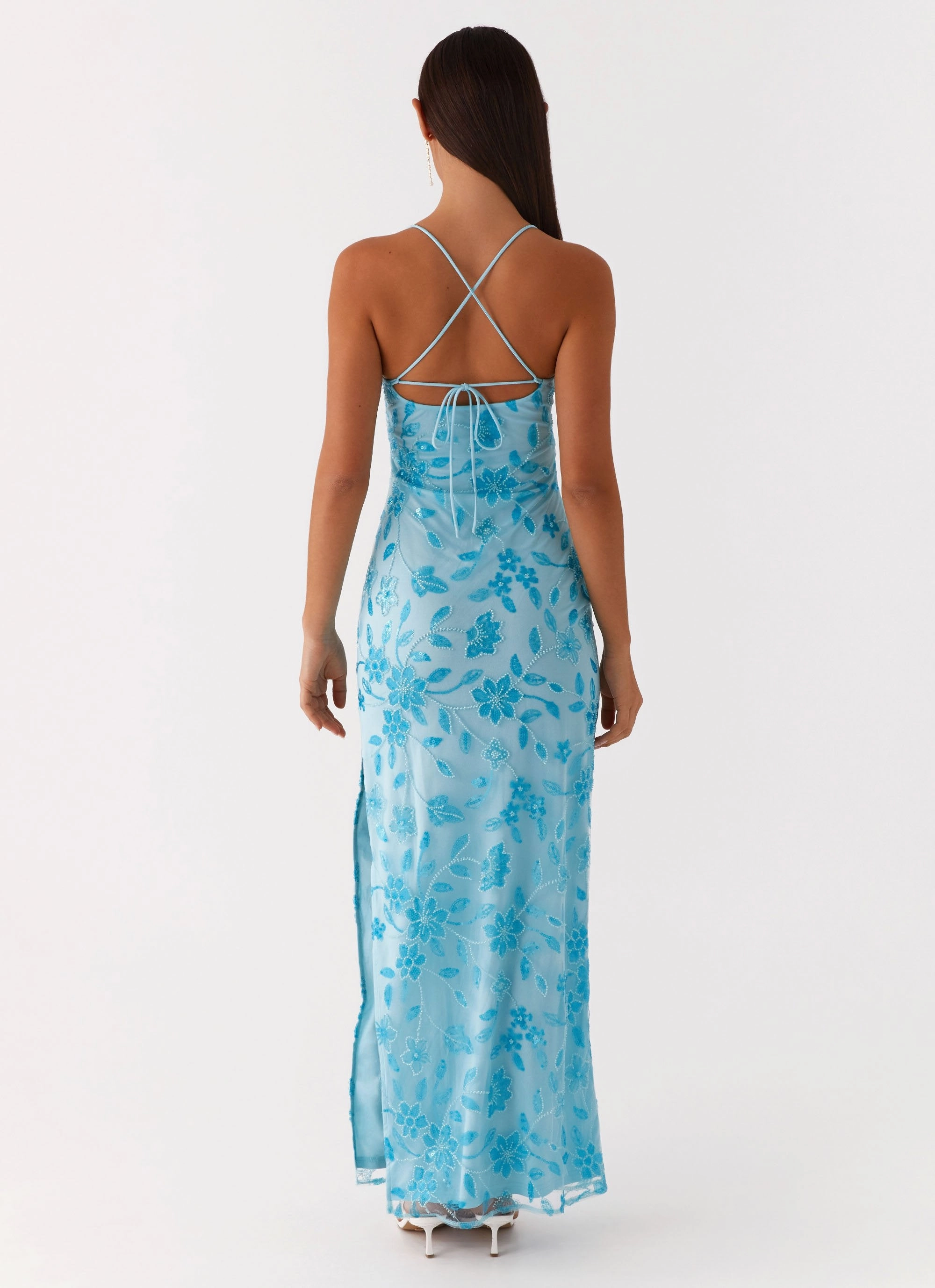 Smart Fit Bright Lights Beaded Maxi Dress - Blue