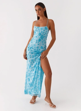 Bright Lights Beaded Maxi Dress - Blue spring fresh Smart Detail