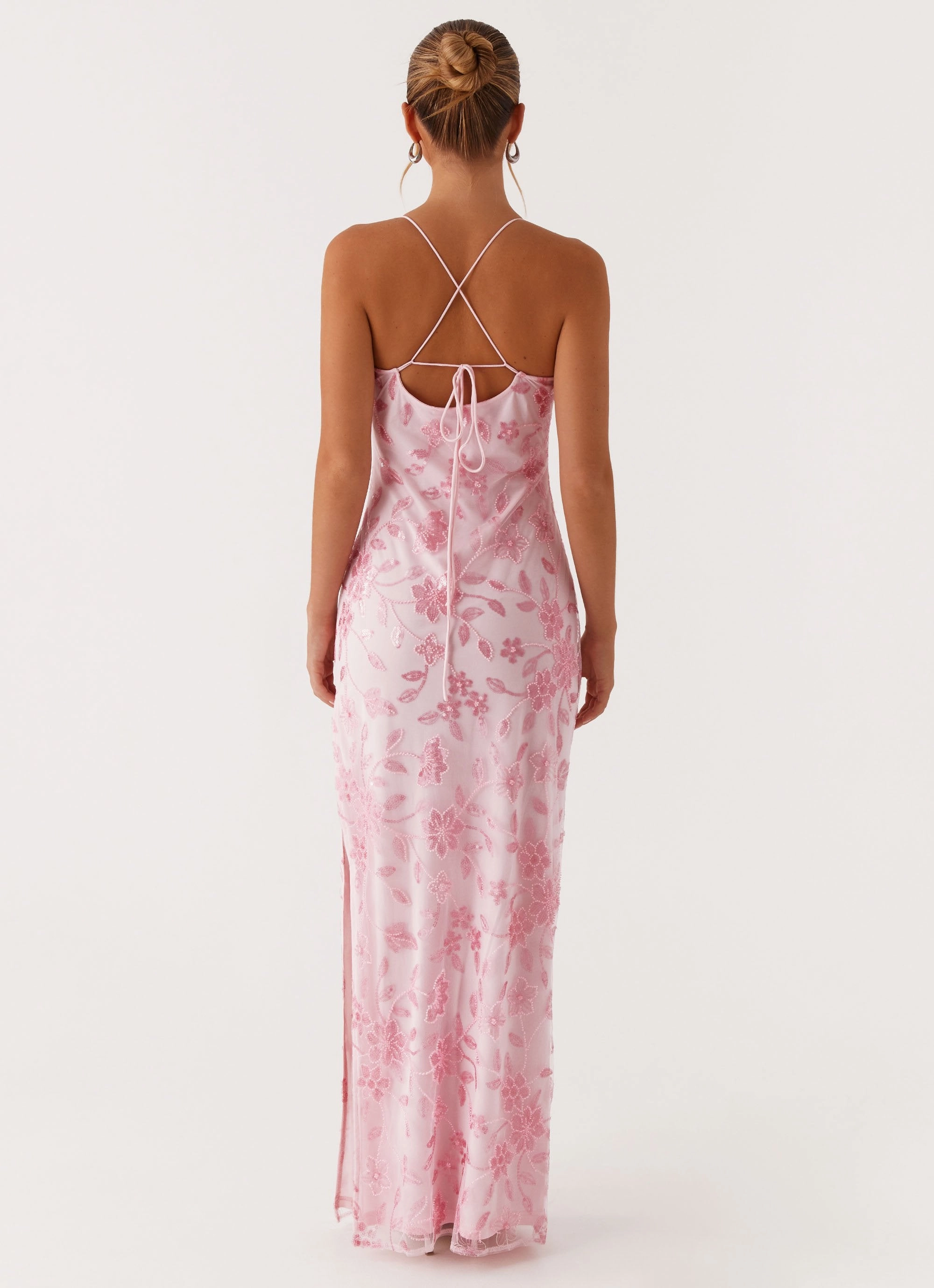 Bright Lights Beaded Maxi Dress - Pink Refined Aesthetic
