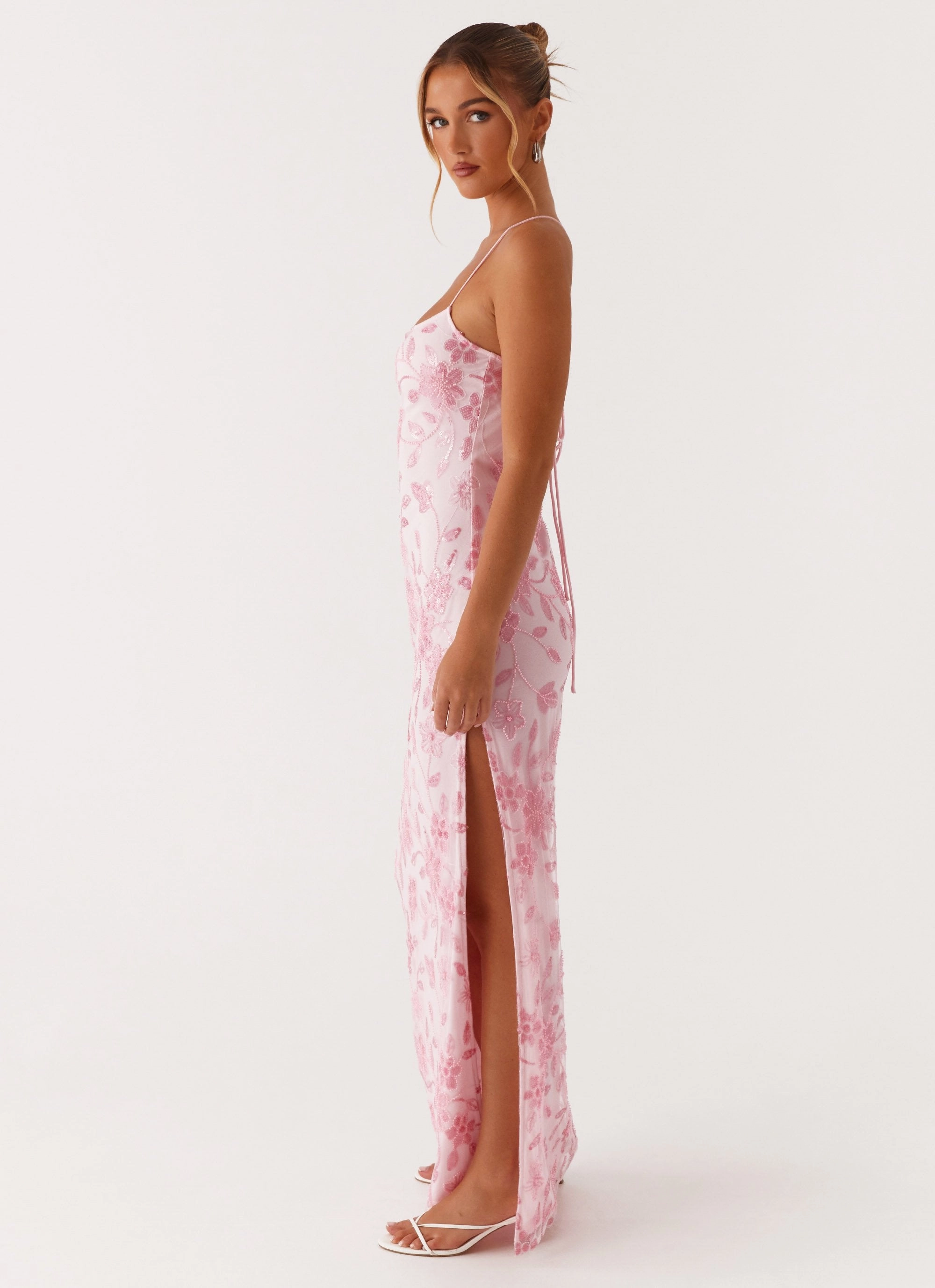 Fall Ready Perfect Proportion Bright Lights Beaded Maxi Dress - Pink