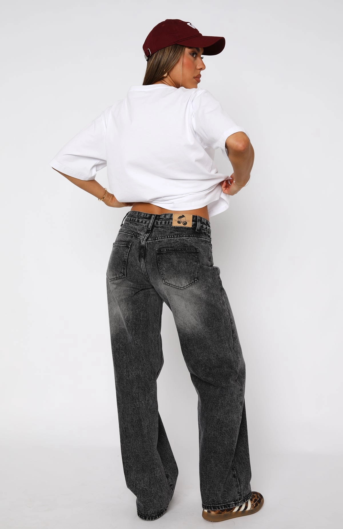 Bring The Style Low Rise Wide Leg Jeans Grey Acid Anti Bacterial Treatment