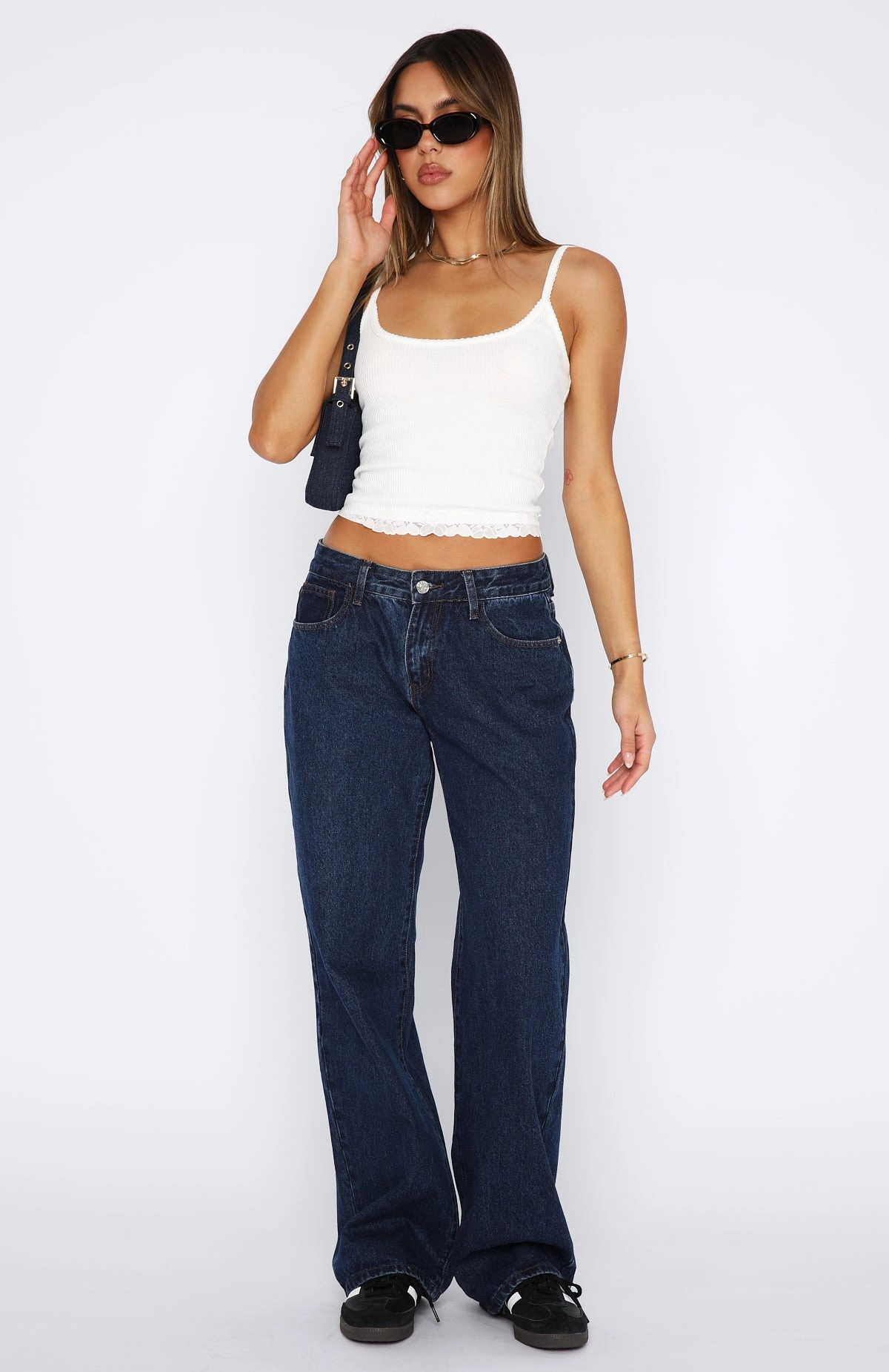 Classic Vibe Comfort Stretch Weave Bring The Style Low Rise Wide Leg Jeans Indigo Wash