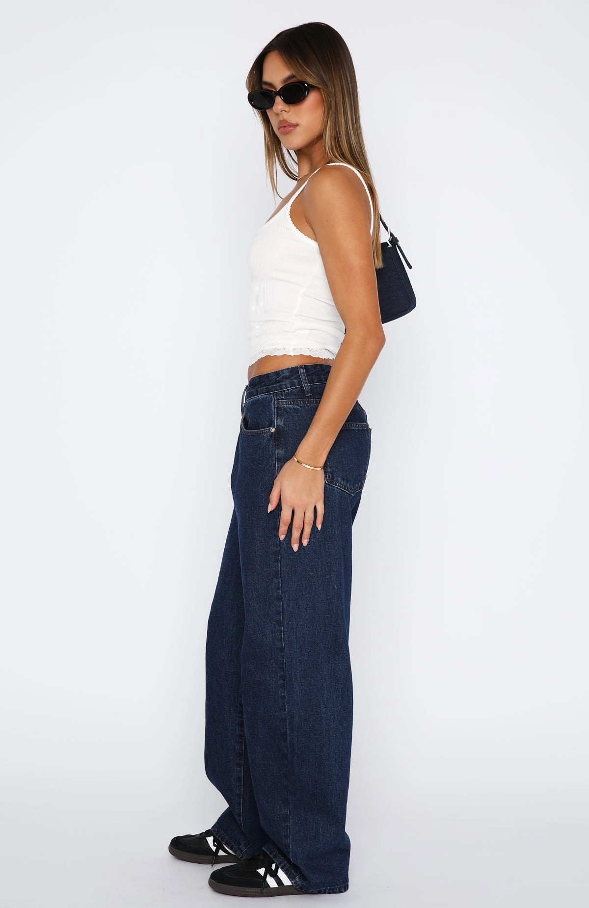 Eco Friendly Dye Timeless Cut Bring The Style Low Rise Wide Leg Jeans Indigo Wash