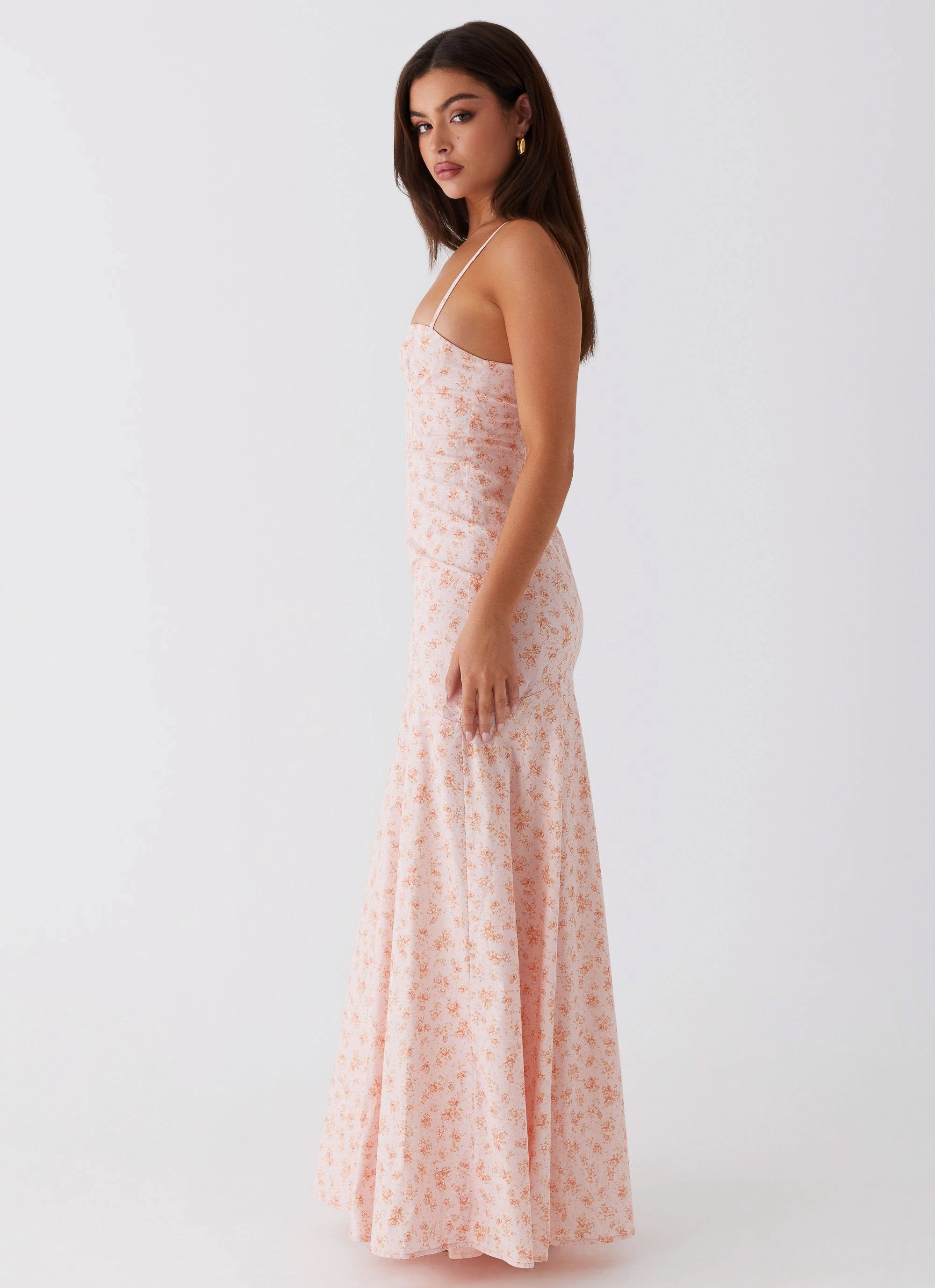 Feminine fit-and-flare silhouette Gender Free Britney Maxi Dress - Pink Ditsy Floral