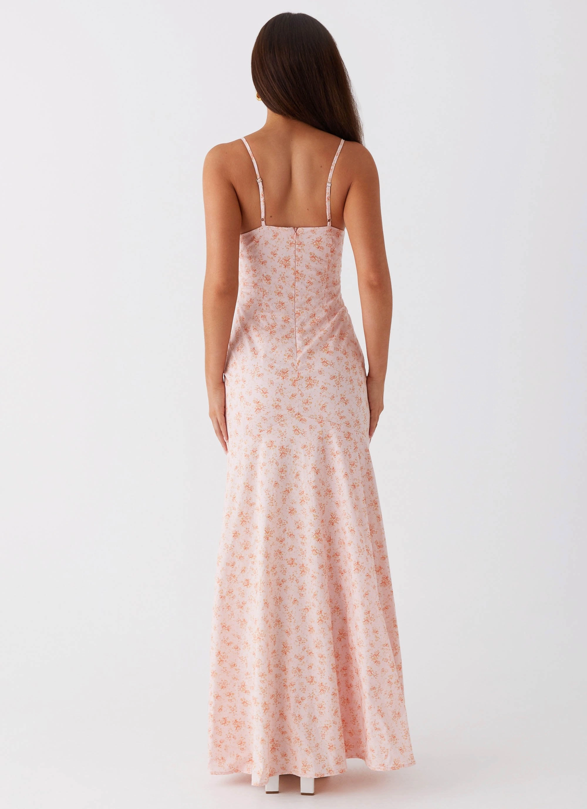 Lined interior Silky Shine Britney Maxi Dress - Pink Ditsy Floral