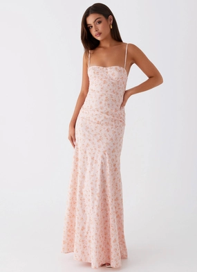 Britney Maxi Dress - Pink Ditsy Floral Pure Aesthetic Bright Appeal