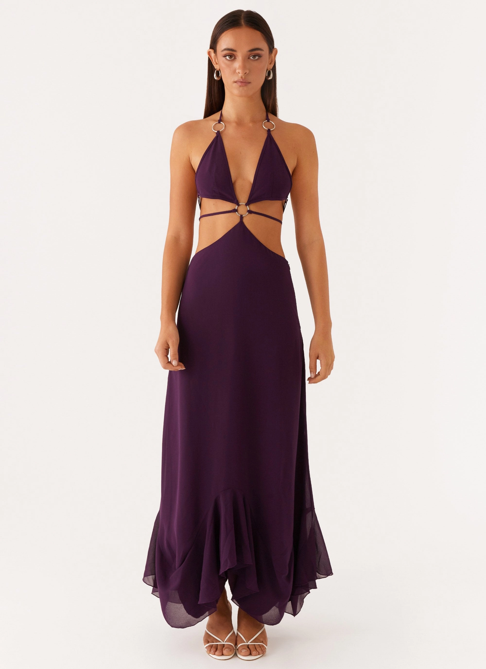 Timeless Edge Bronx Halterneck Maxi Dress - Mulberry