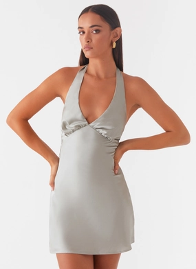 Photo Light Romantic-Detail Heavy Hearted Mini Dress - Sage