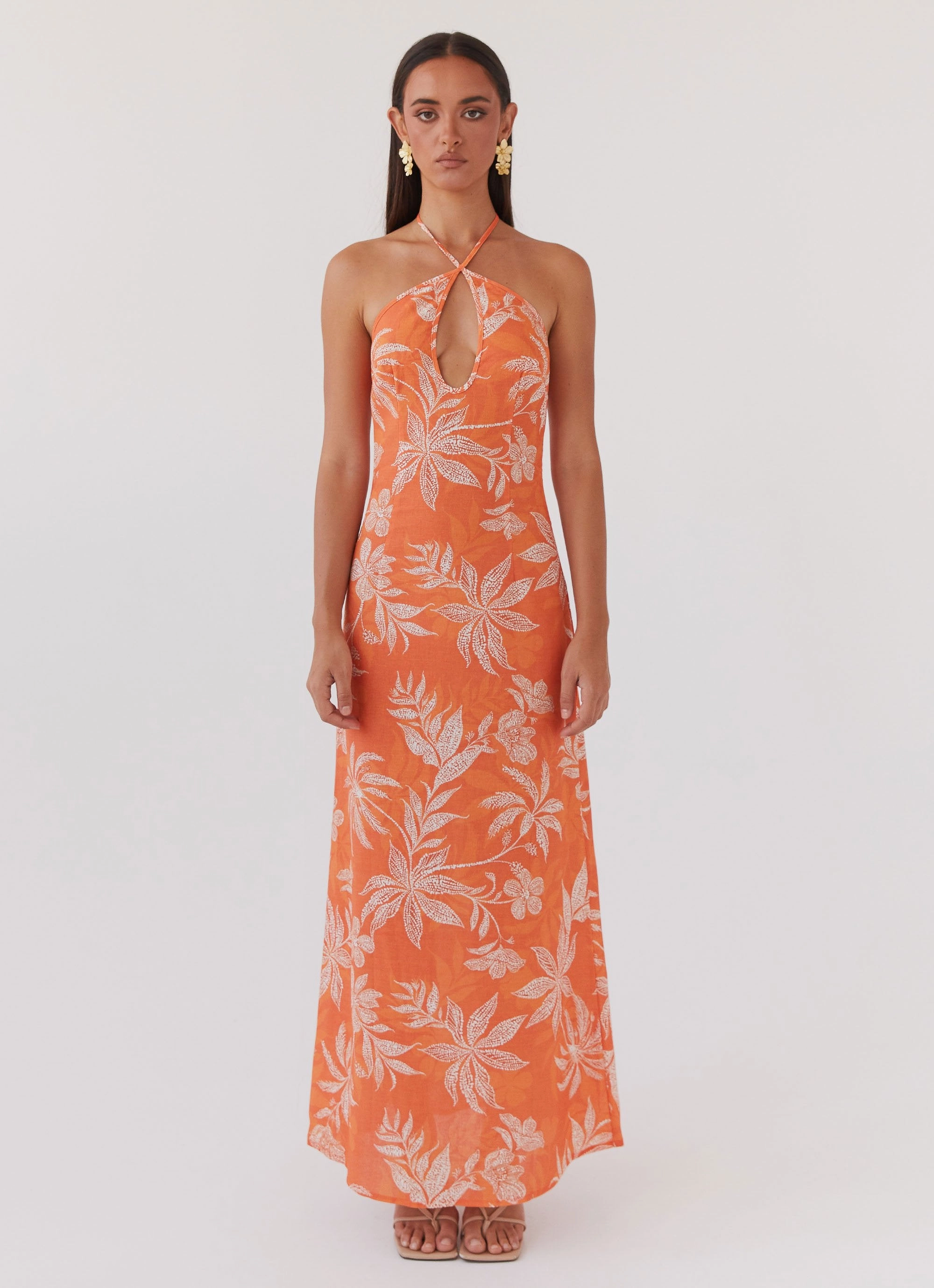 Fresh Look Vibrant Form Keliegh Linen Maxi Dress - Tropic Sunset