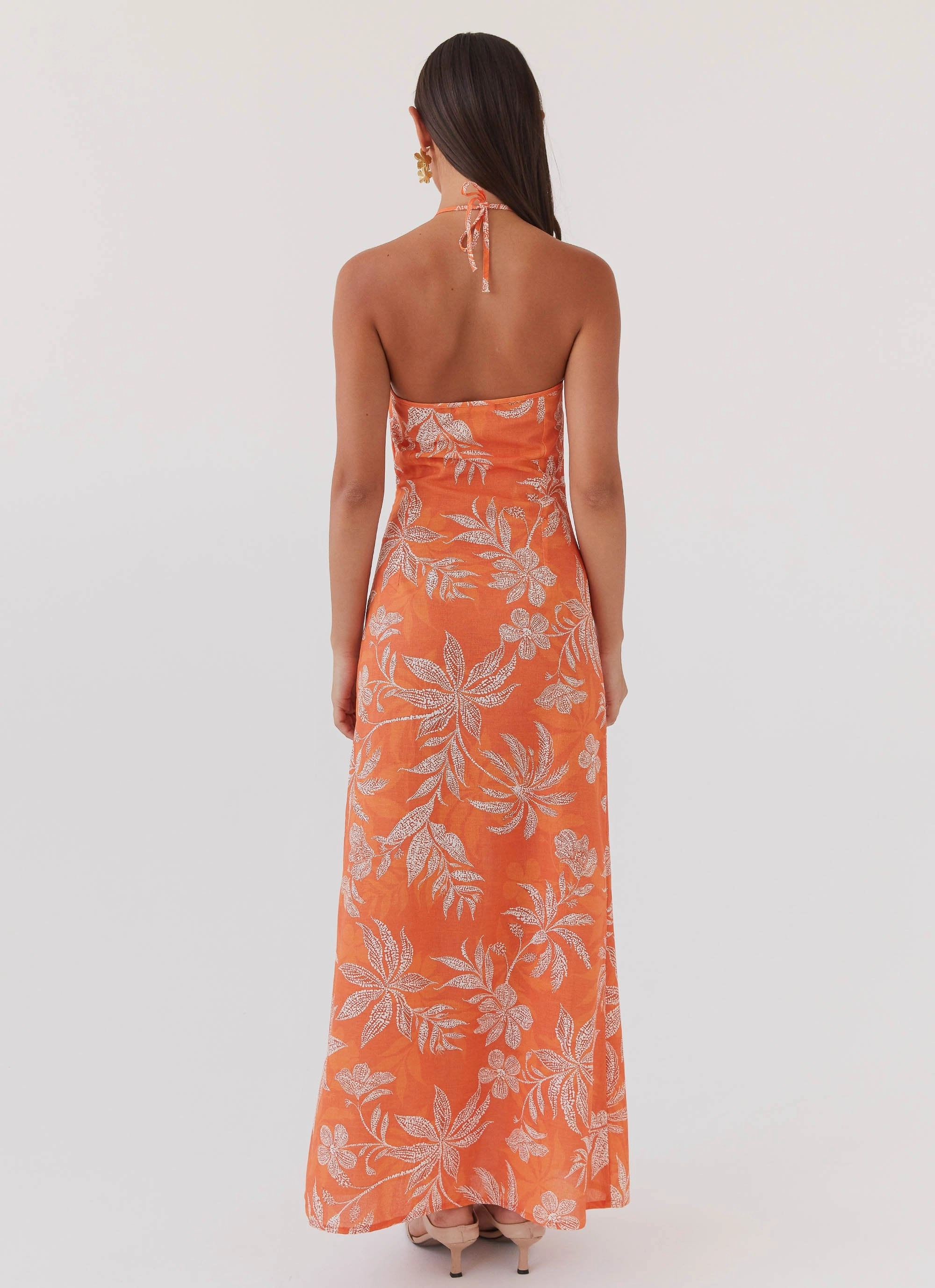 Keliegh Linen Maxi Dress - Tropic Sunset Minimal Details Flattering Lines