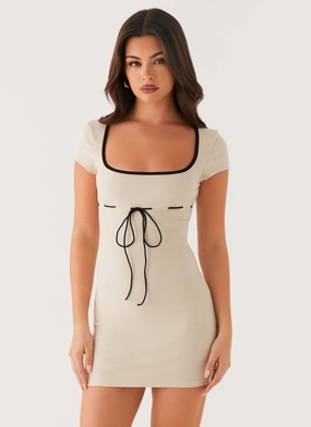 Keoni Ribbed Mini Dress - Oatmeal Body Fit