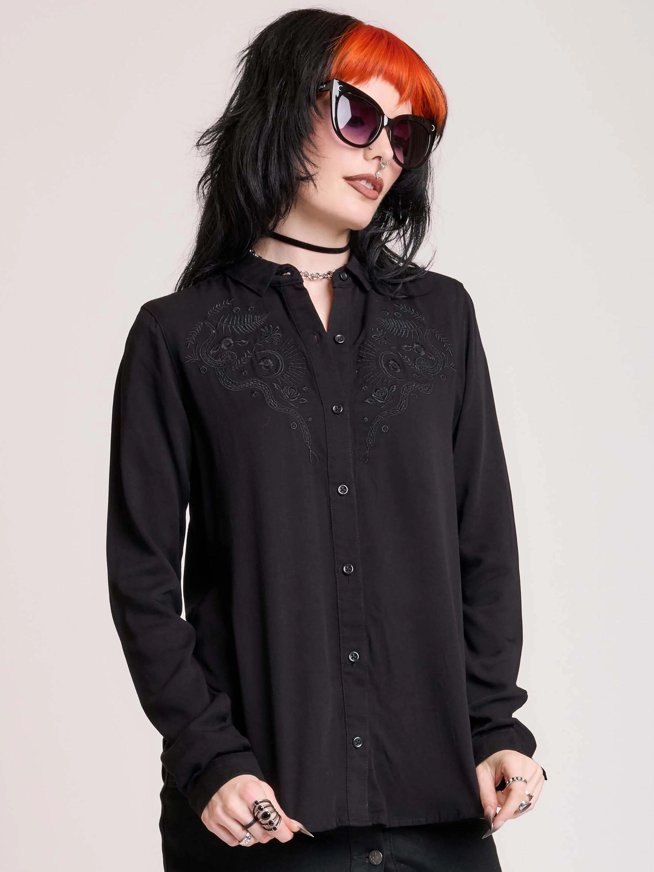 Inland area floral Embroidered Relics Button Up Shirt