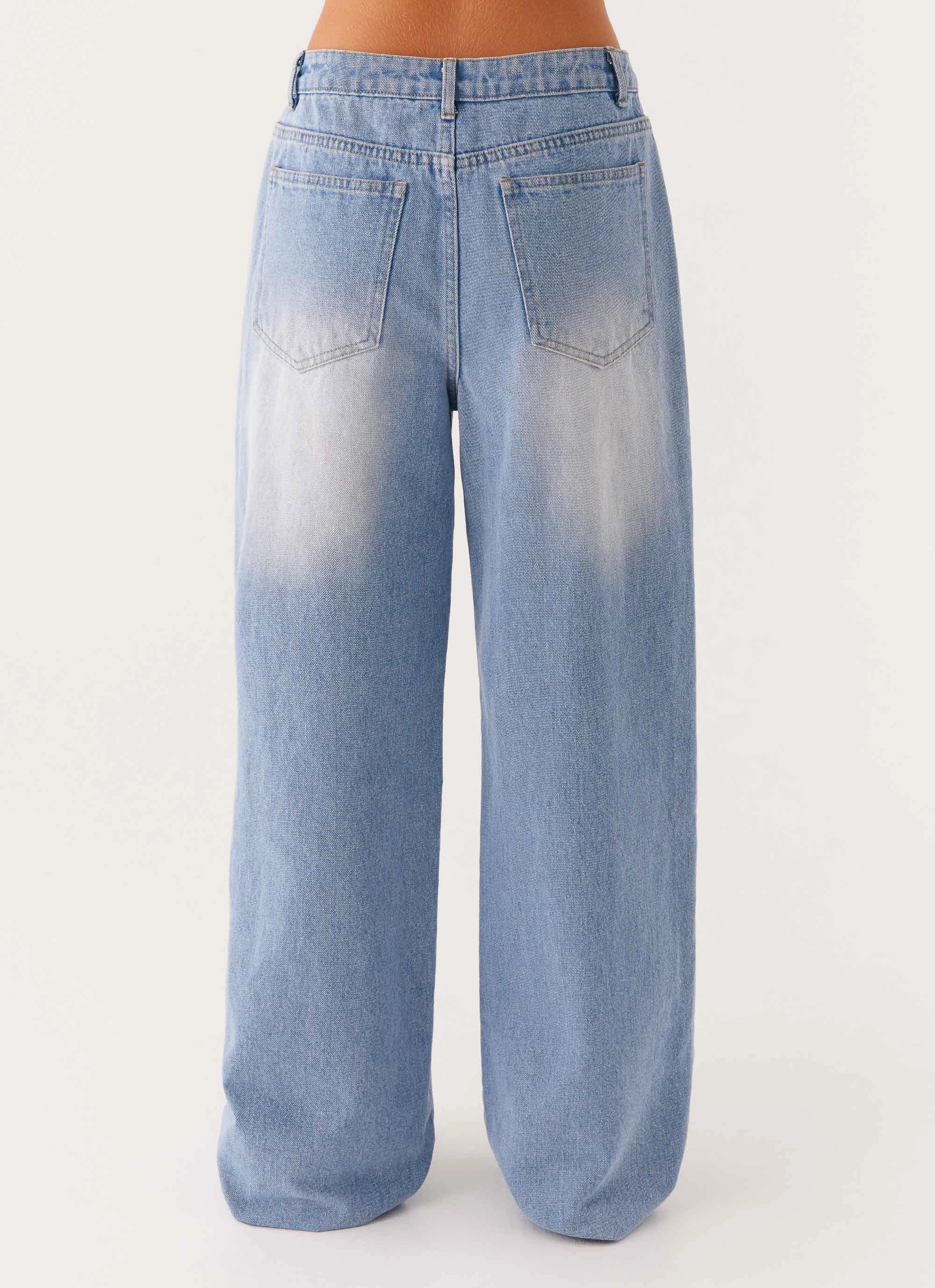 Textured Party Look Soft Back Again Straight Leg Denim Jeans - Light Wash Blue
