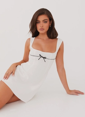 Cadence Mini Dress - White Clean Outline