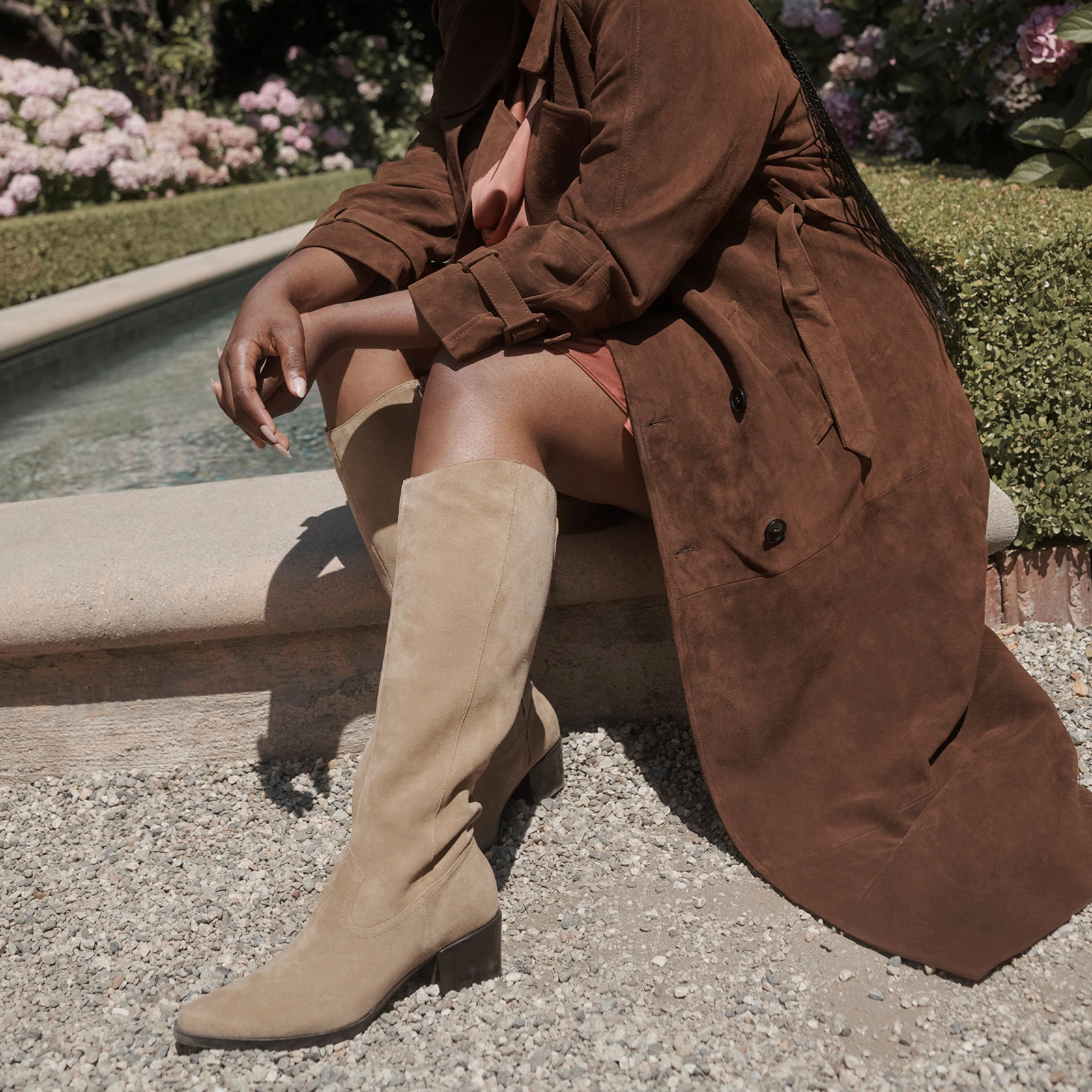 mom style VIRONA H2O WIDE CALF BOOTS DK TAUPE SUEDE