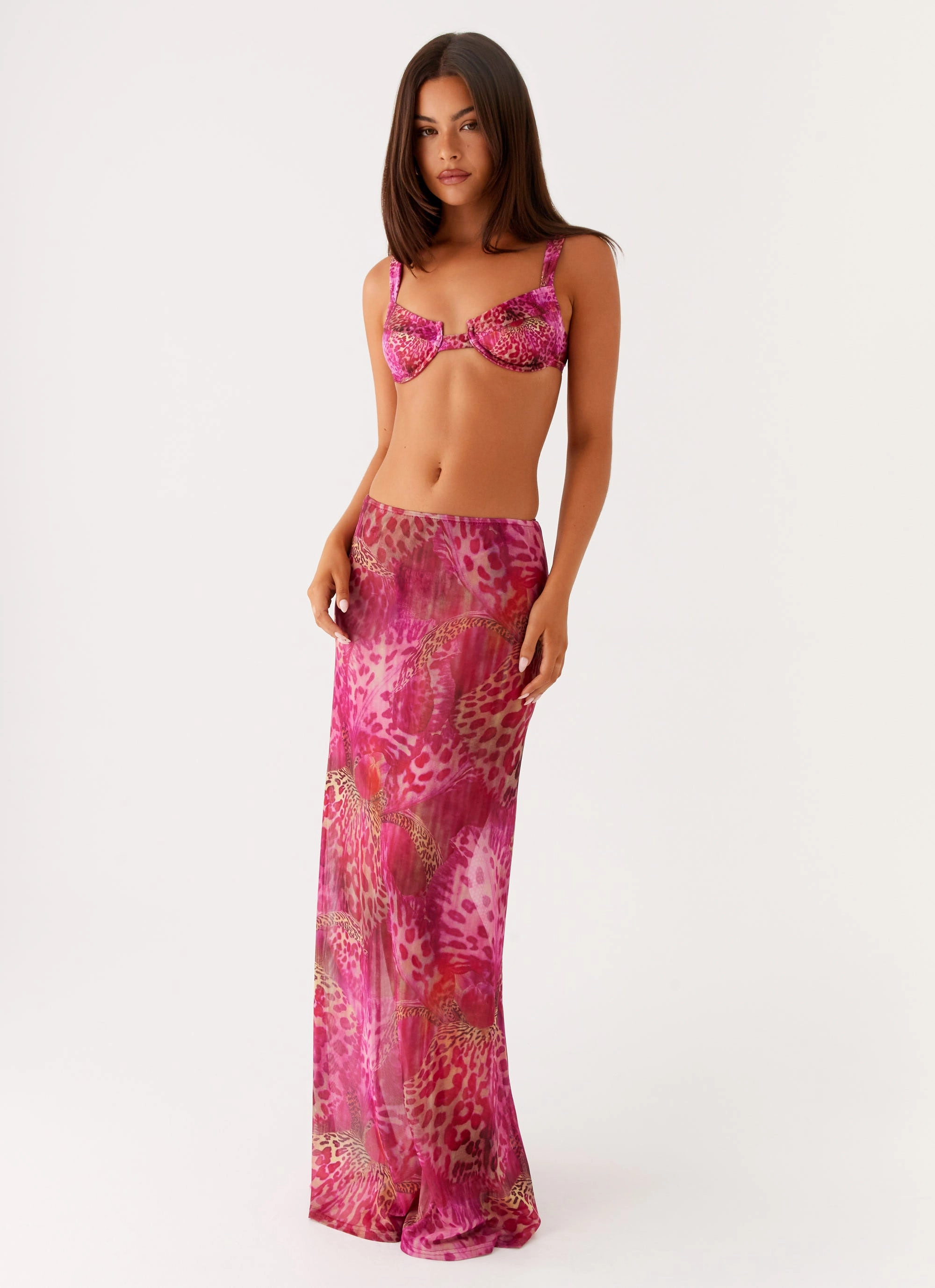 Gathered waist Camellia Maxi Skirt - Lavender Lagoon