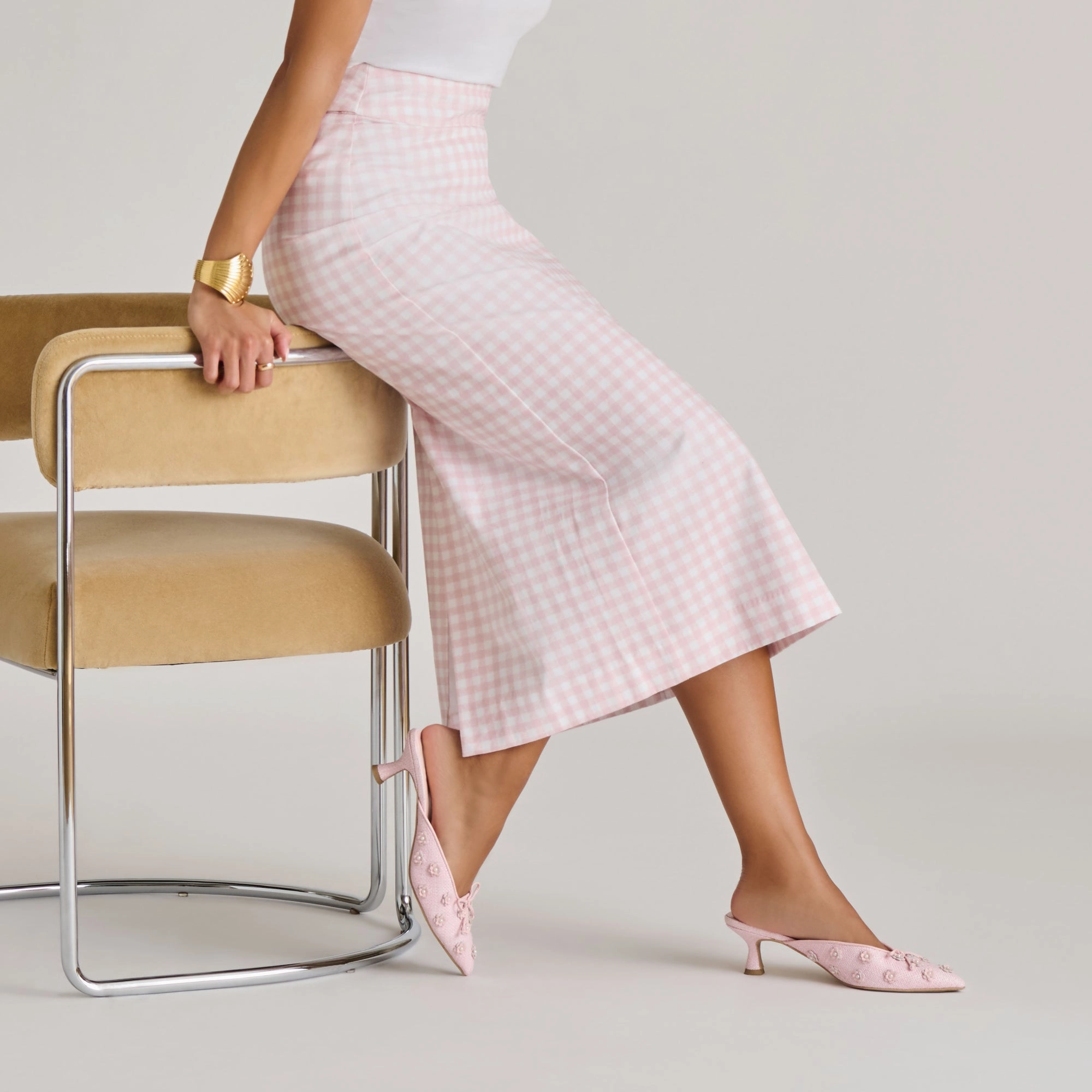 Contemporary Look Foot Hug CAMILO X BYRDIE GOLF HEELS PINK RAFFIA