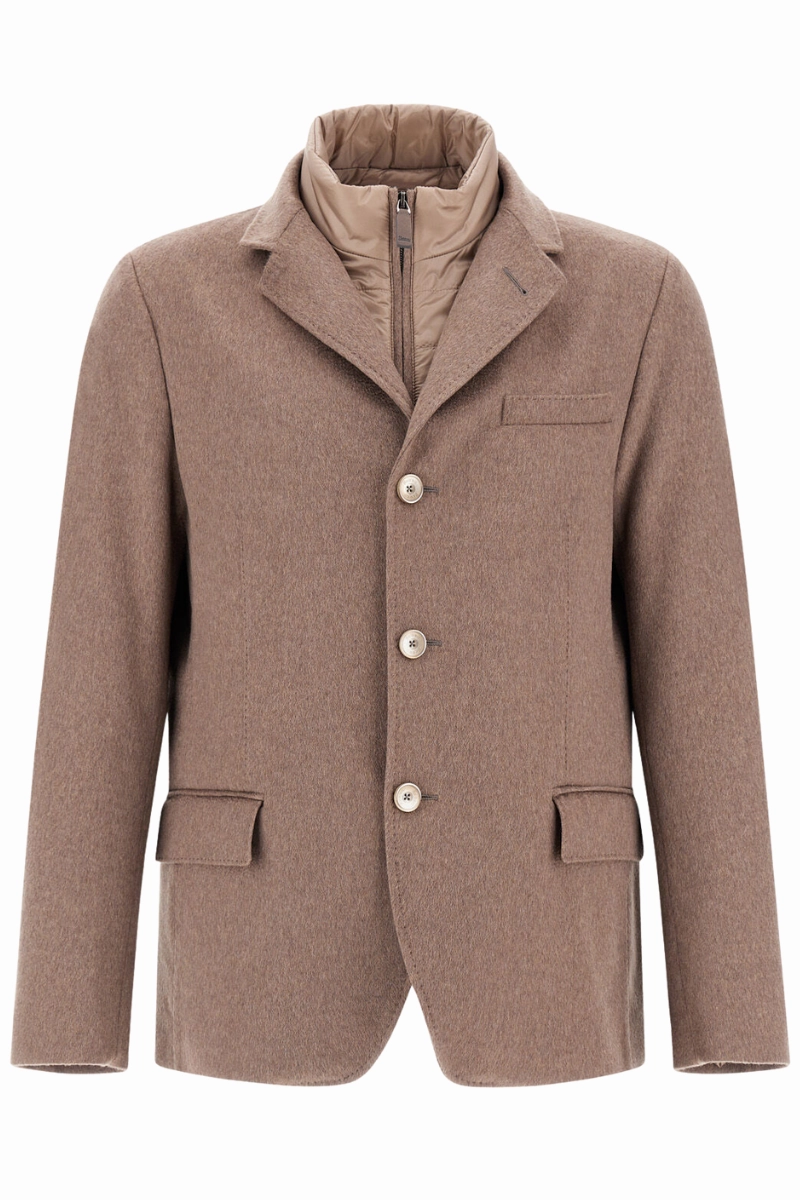 Cashmere Blazer Jacket Articulated Sleeves Water Resistant Design