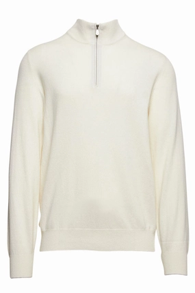 Merino Wool Cashmere Half-Zip Turtleneck Sweater