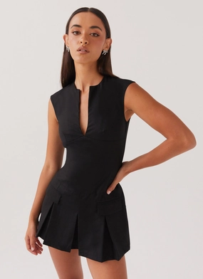 Cassia Mini Dress - Black Sophisticated Edge Office Cool