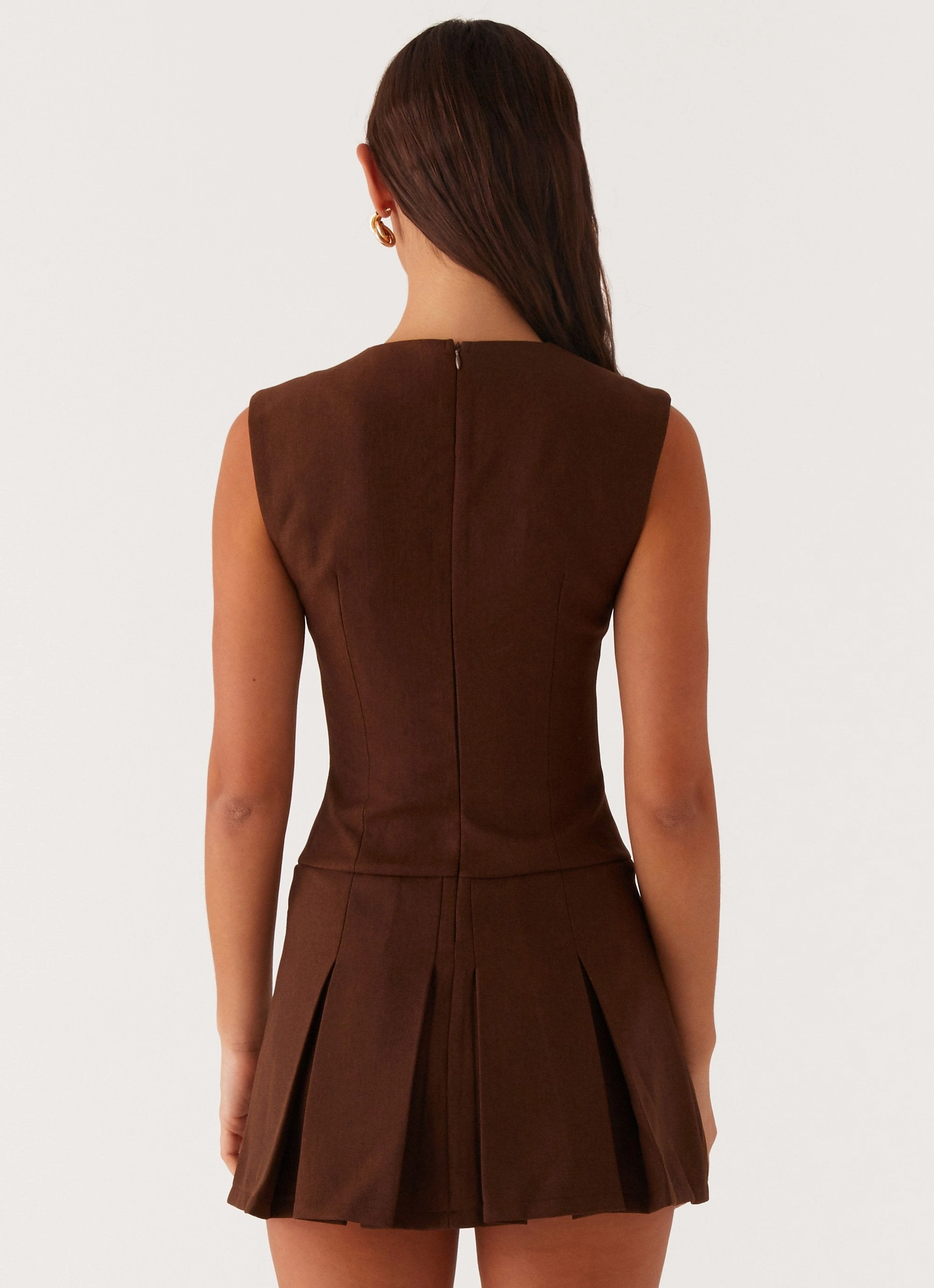 Smooth Feel Cassia Mini Dress - Brown