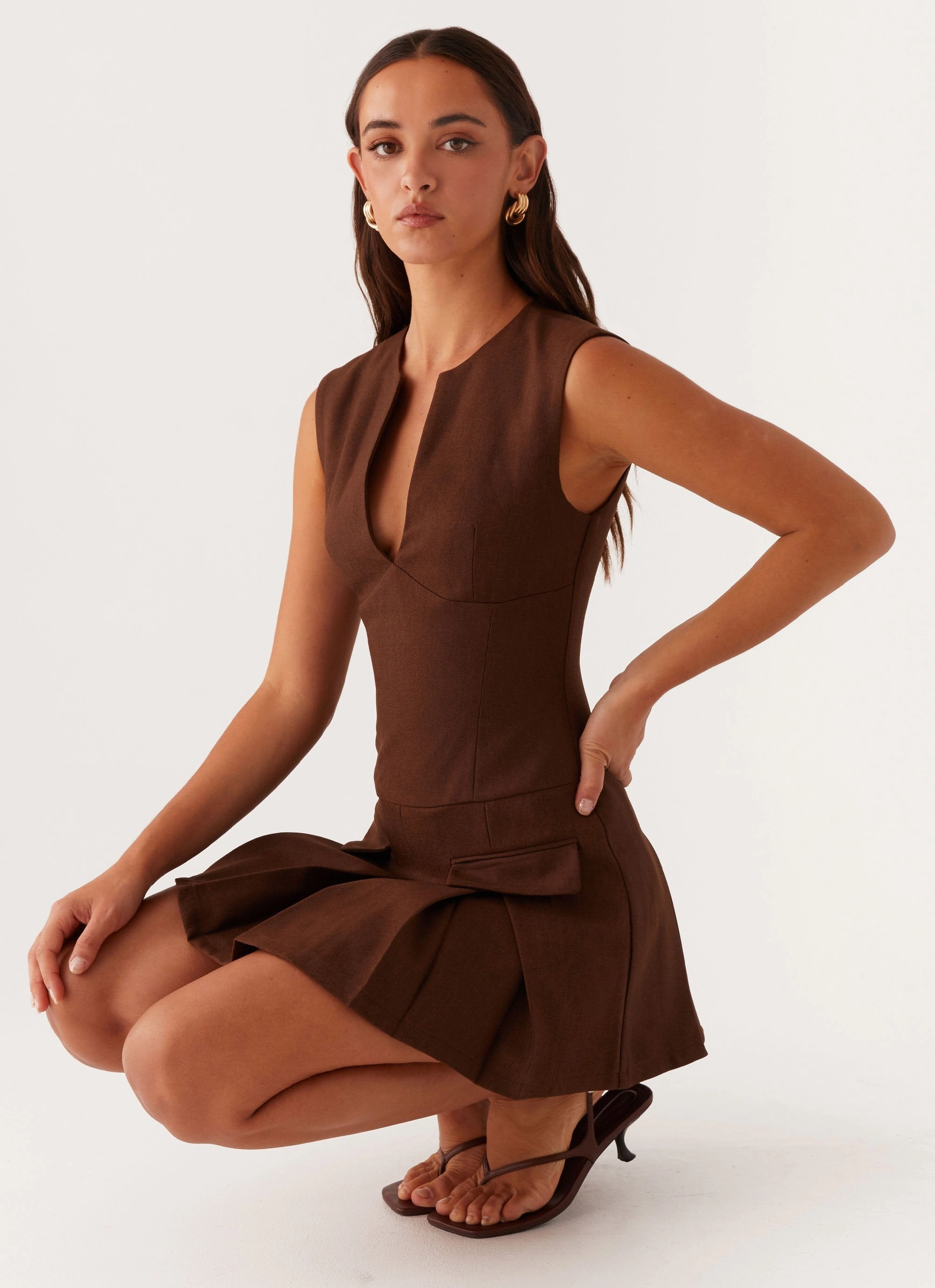 Fit For All Side-Zip Cassia Mini Dress - Brown