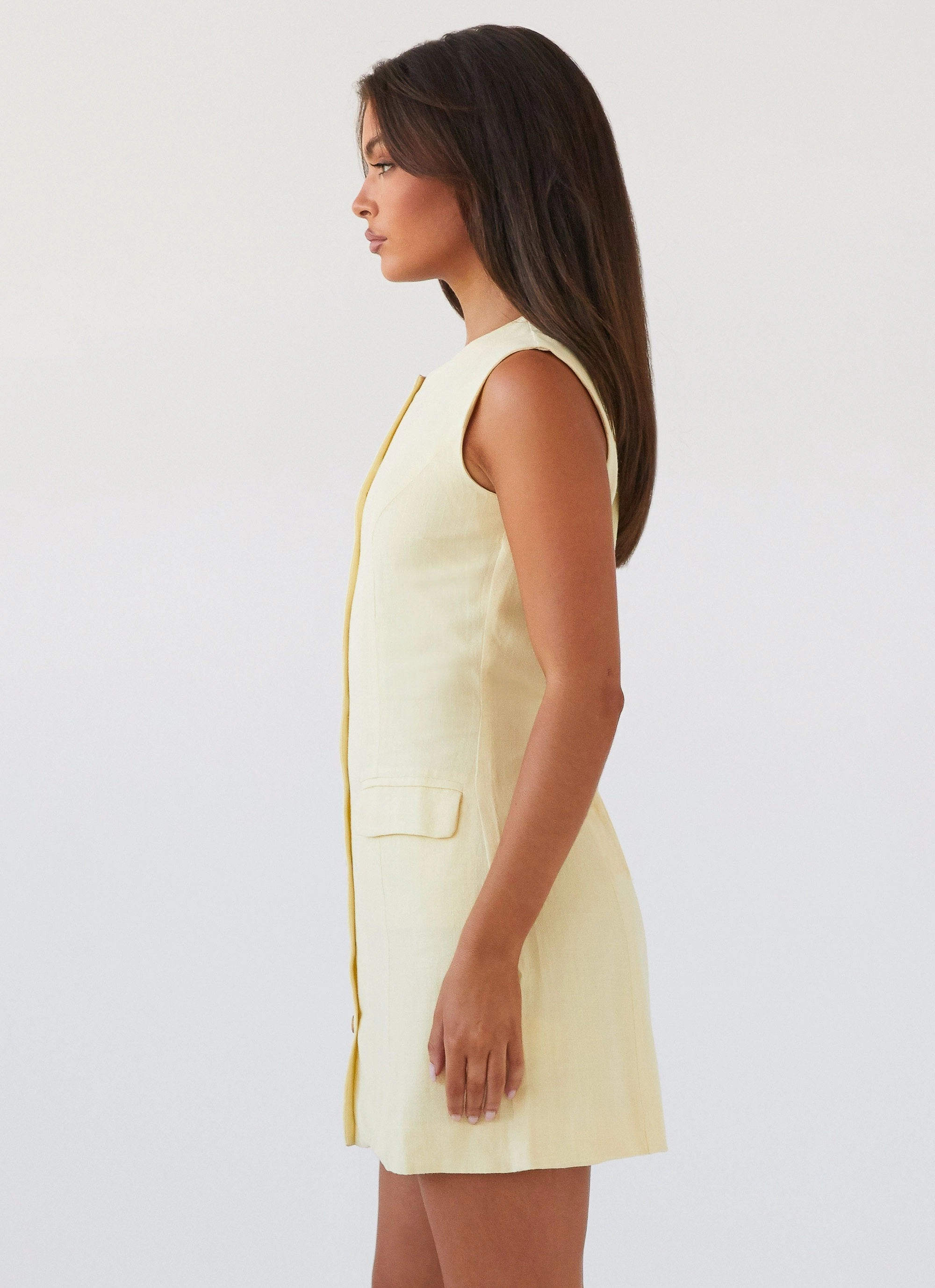 Castello Fiore Linen Mini Dress - Lemon Urban Feel Color Soft