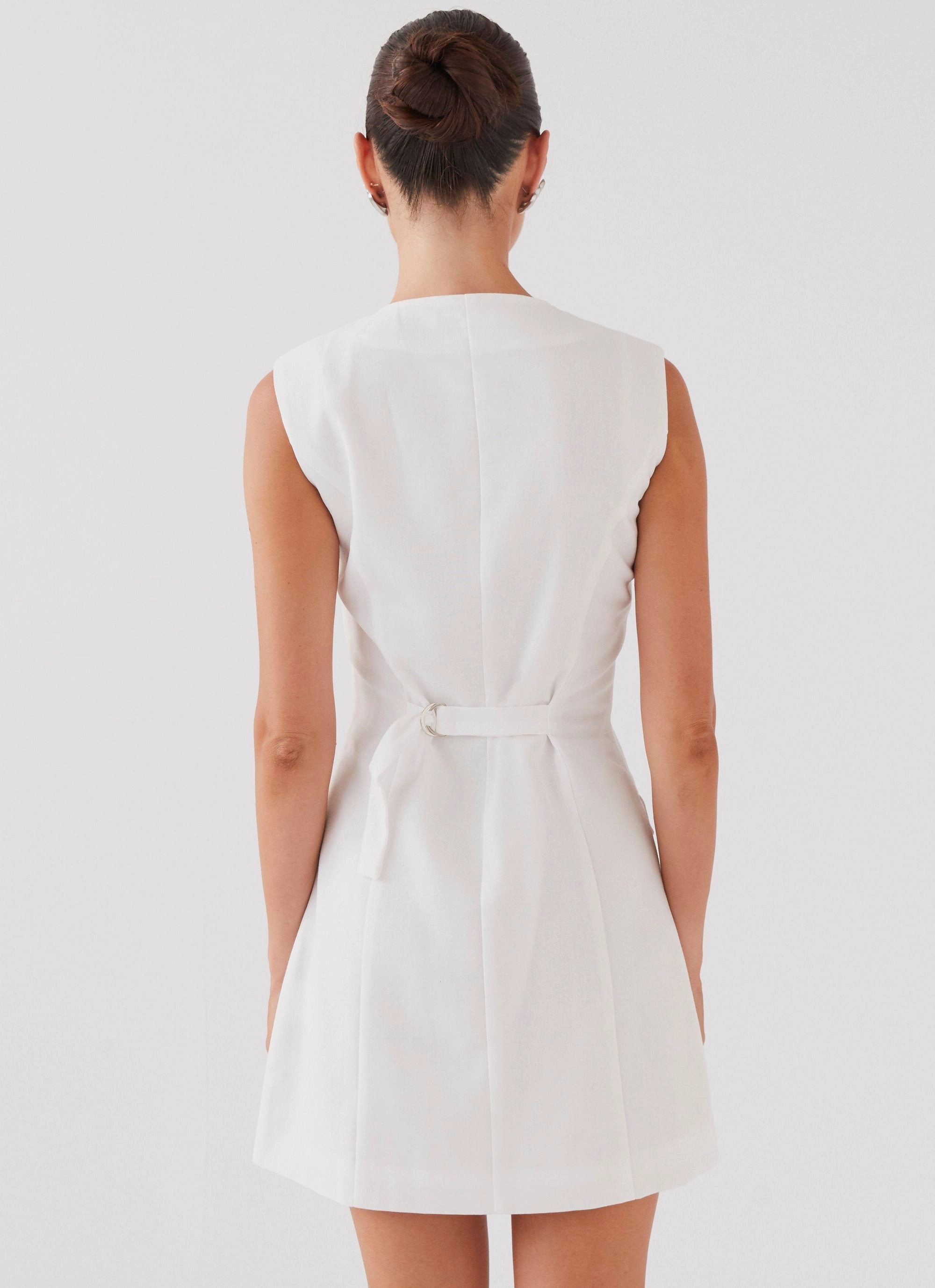 Castello Fiore Linen Mini Dress - White Light Weight