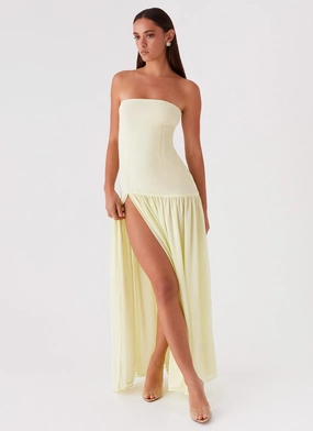 Eden Strapless Maxi Dress - Yellow Polished Look Tailored Style