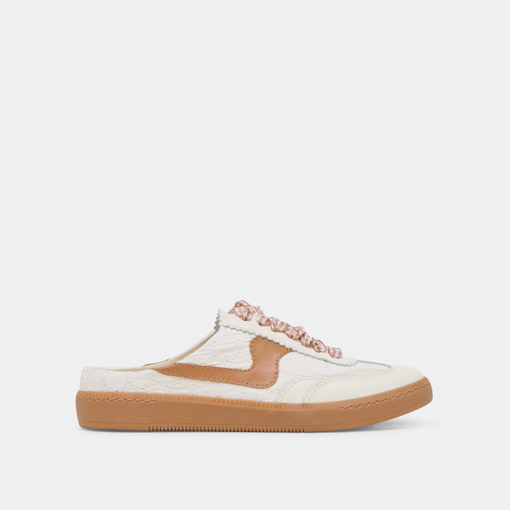 NOTICE SLIDE SNEAKERS WHITE PINK EYELET Support