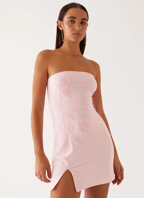 Enora Beaded Mini Dress - Baby Pink Timeless Design