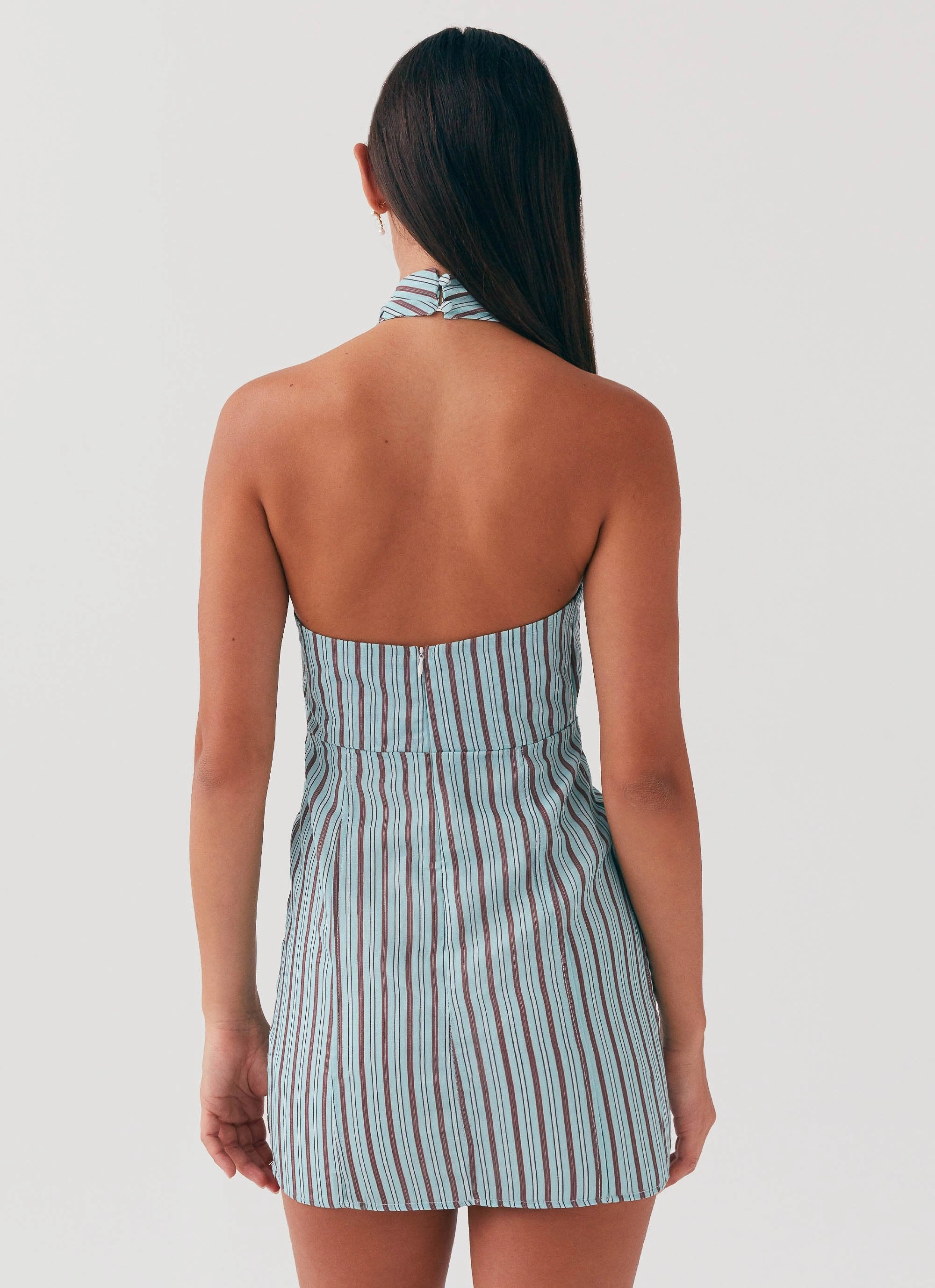 Sabine Linen Mini Dress - Coastal Stripe Shared Glow