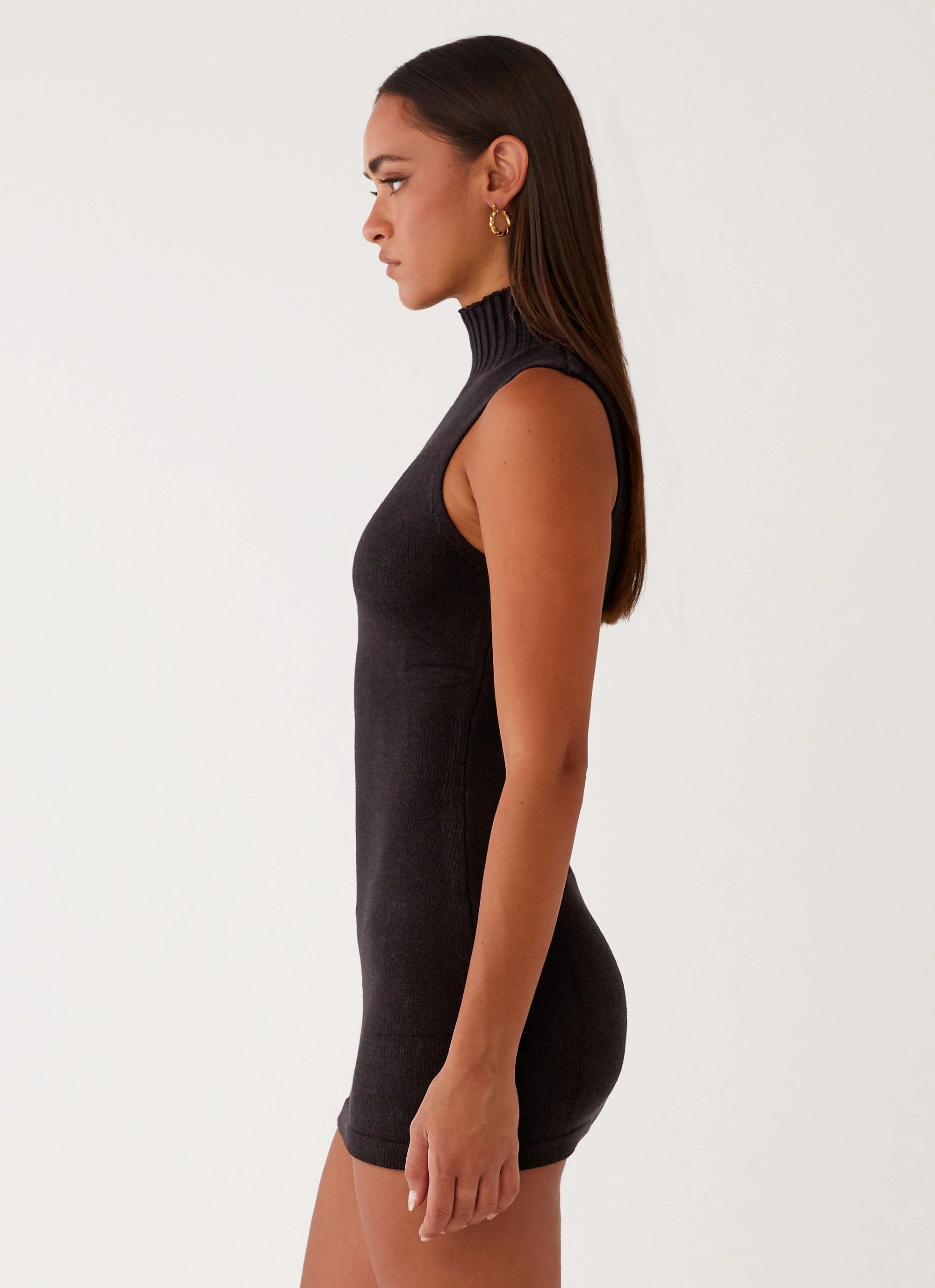 Cute Touch Airy Silk Cece Mini Dress - Black