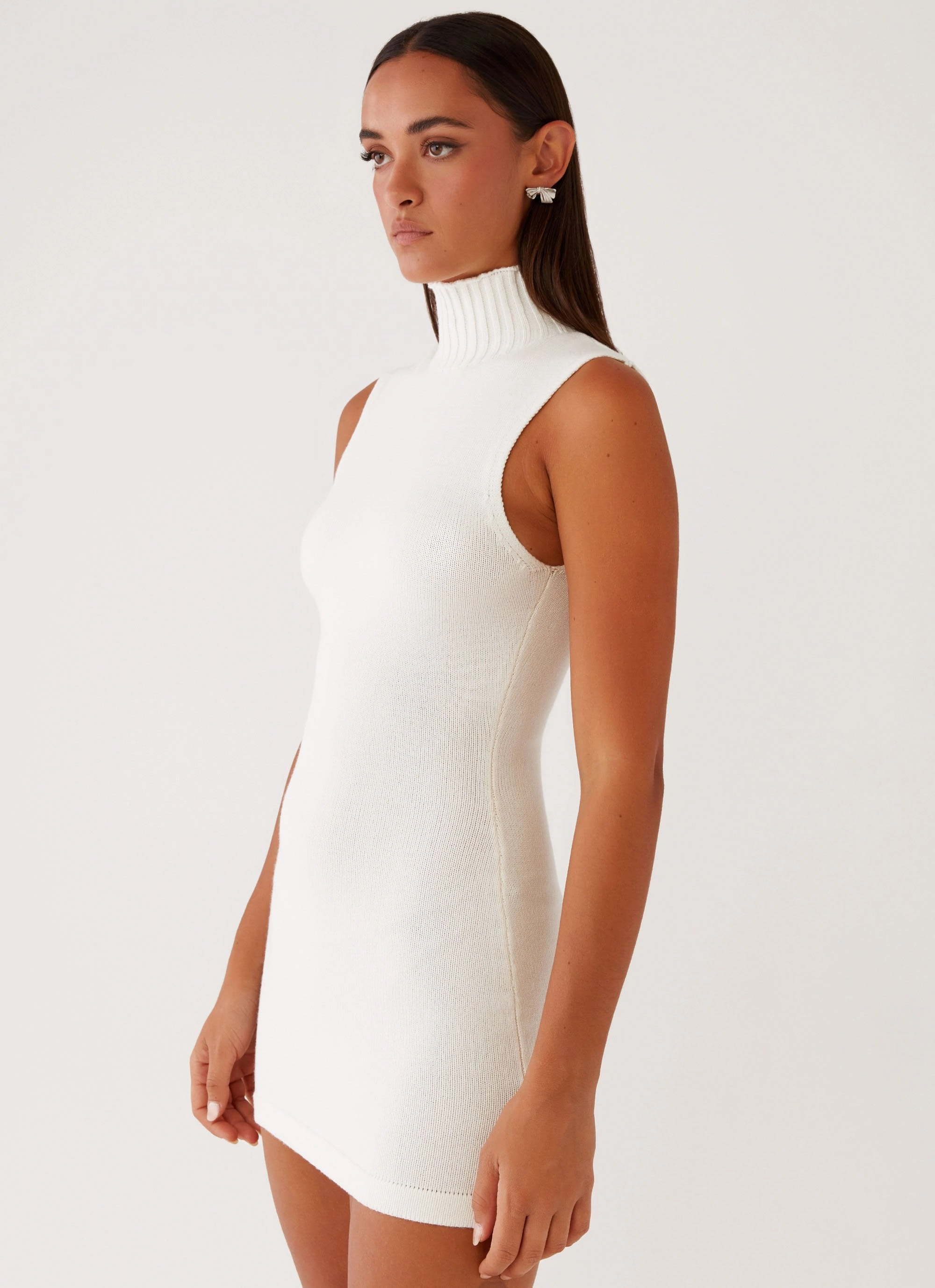 Clean Tone Minimal Details Cece Mini Dress - Ivory