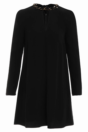 Chic Layered Wear Minimal Curve Chain Embellished Mini Dress