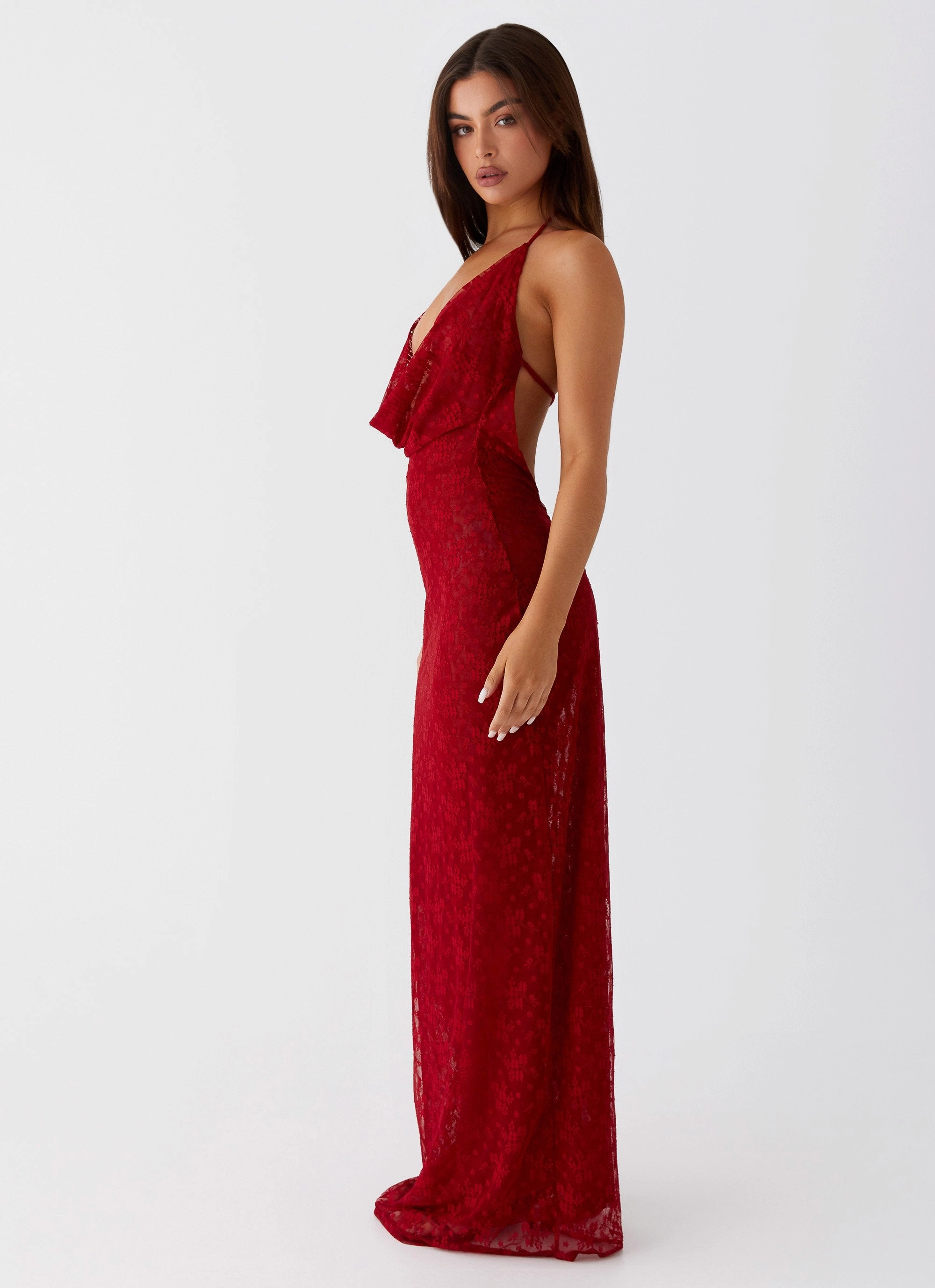 Champagne Coastline Maxi Dress - Dark Red Elegant Wearable
