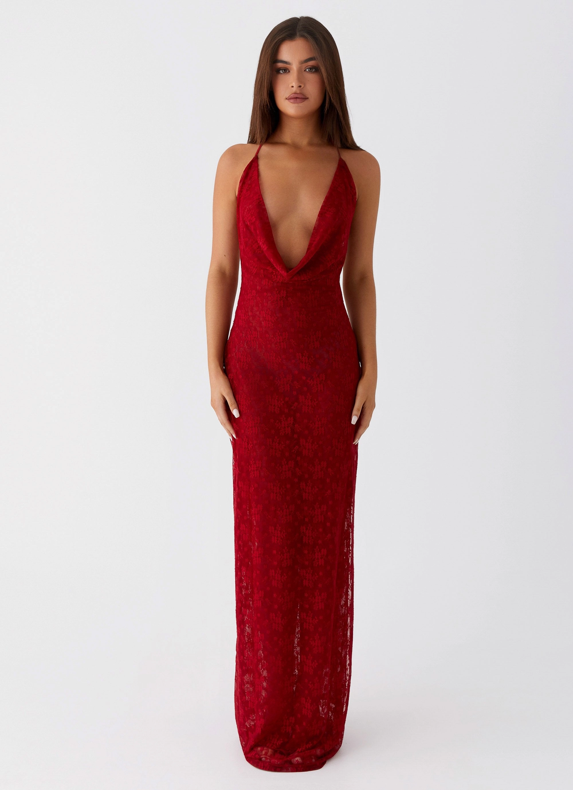 Chill Wear Perfect Fit Look Champagne Coastline Maxi Dress - Dark Red